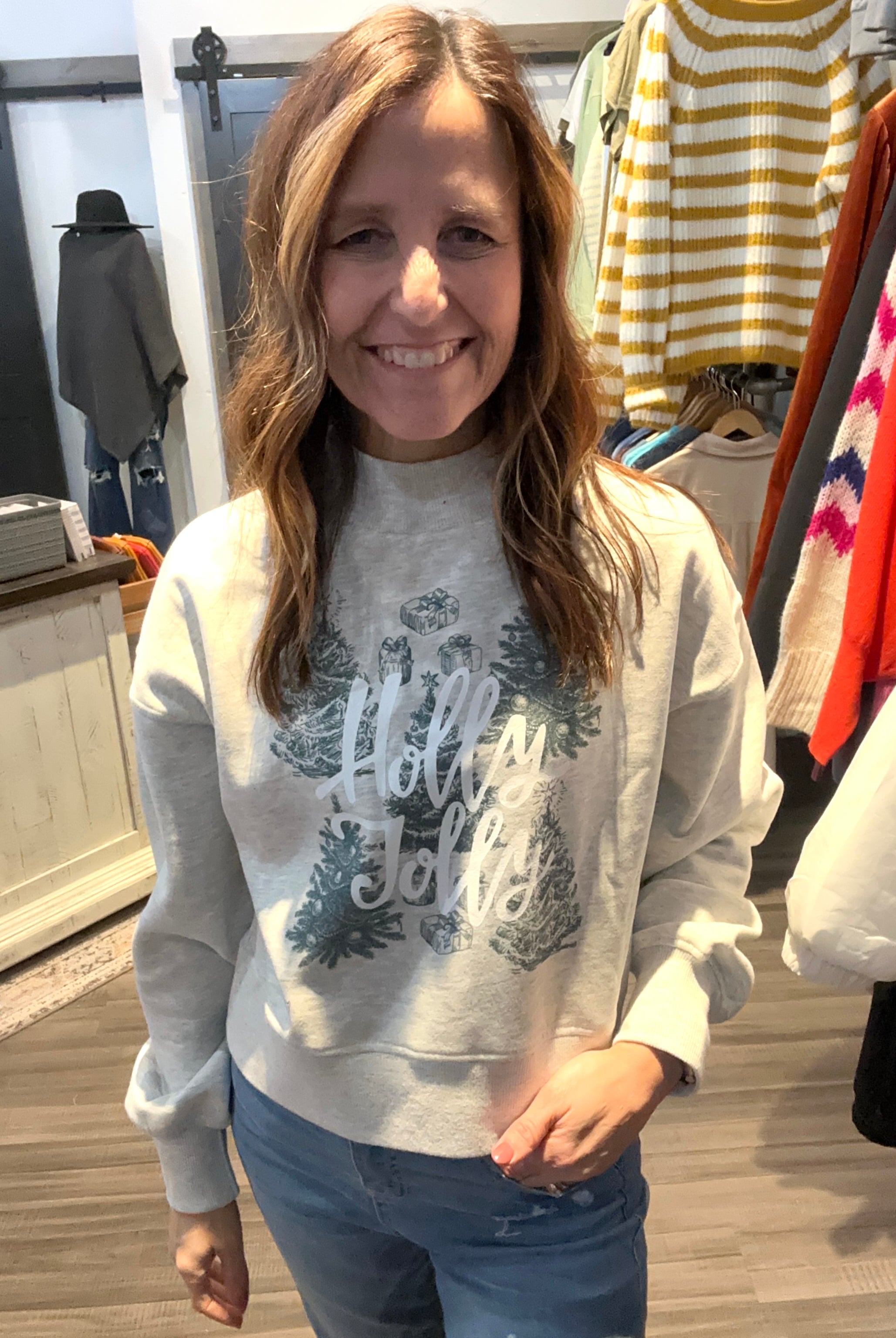 Merry Mock Neck-Graphic Sweaters-The Funky Zebra Ames-The Funky Zebra Ames, Women's Fashion Boutique in Ames, Iowa