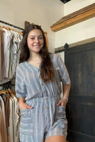 Sabrina Striped Romper-Rompers-The Funky Zebra Ames-The Funky Zebra Ames, Women's Fashion Boutique in Ames, Iowa