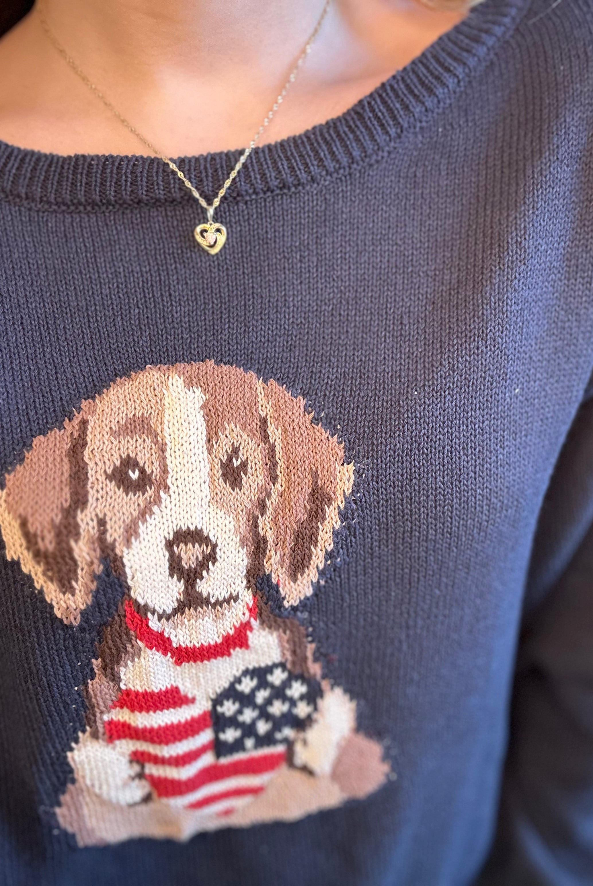 Raina American Heart Puppy Sweater-Sweaters-Blu Pepper-The Funky Zebra Ames, Women's Fashion Boutique in Ames, Iowa