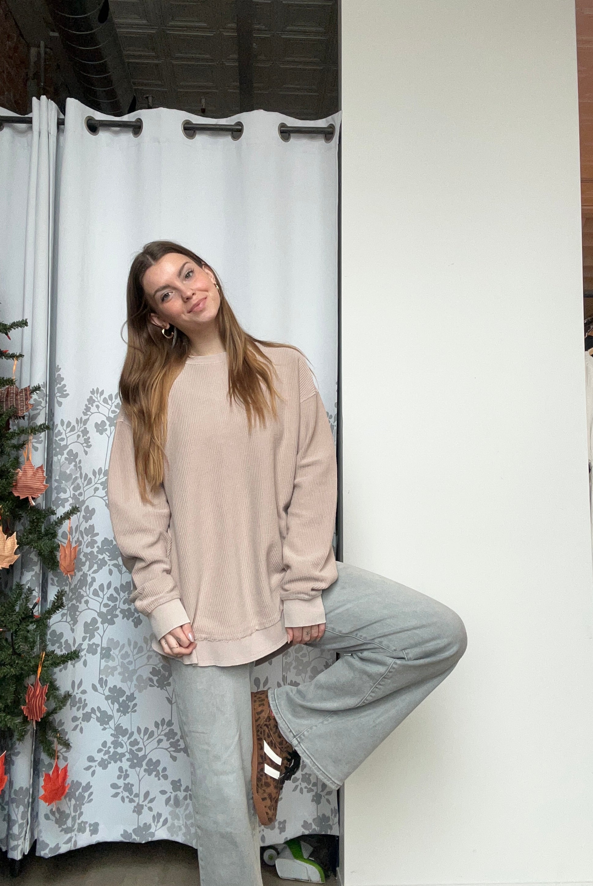 Mushroom Rounded Button Cozy Cord Crew-Moon Ryder-The Funky Zebra Ames, Women's Fashion Boutique in Ames, Iowa