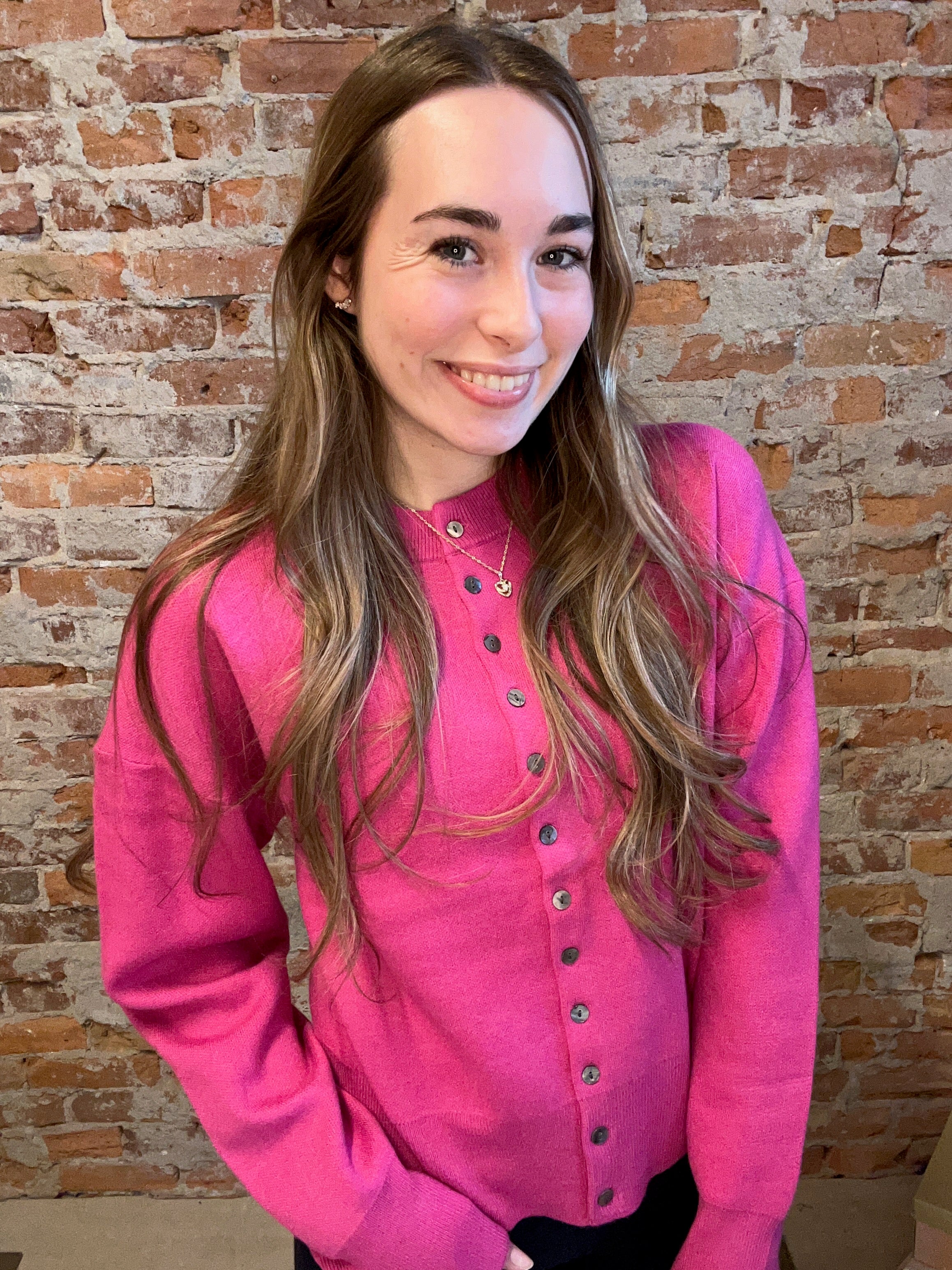 Sylvie Magenta Cardigan-Cardigans-fate-The Funky Zebra Ames, Women's Fashion Boutique in Ames, Iowa