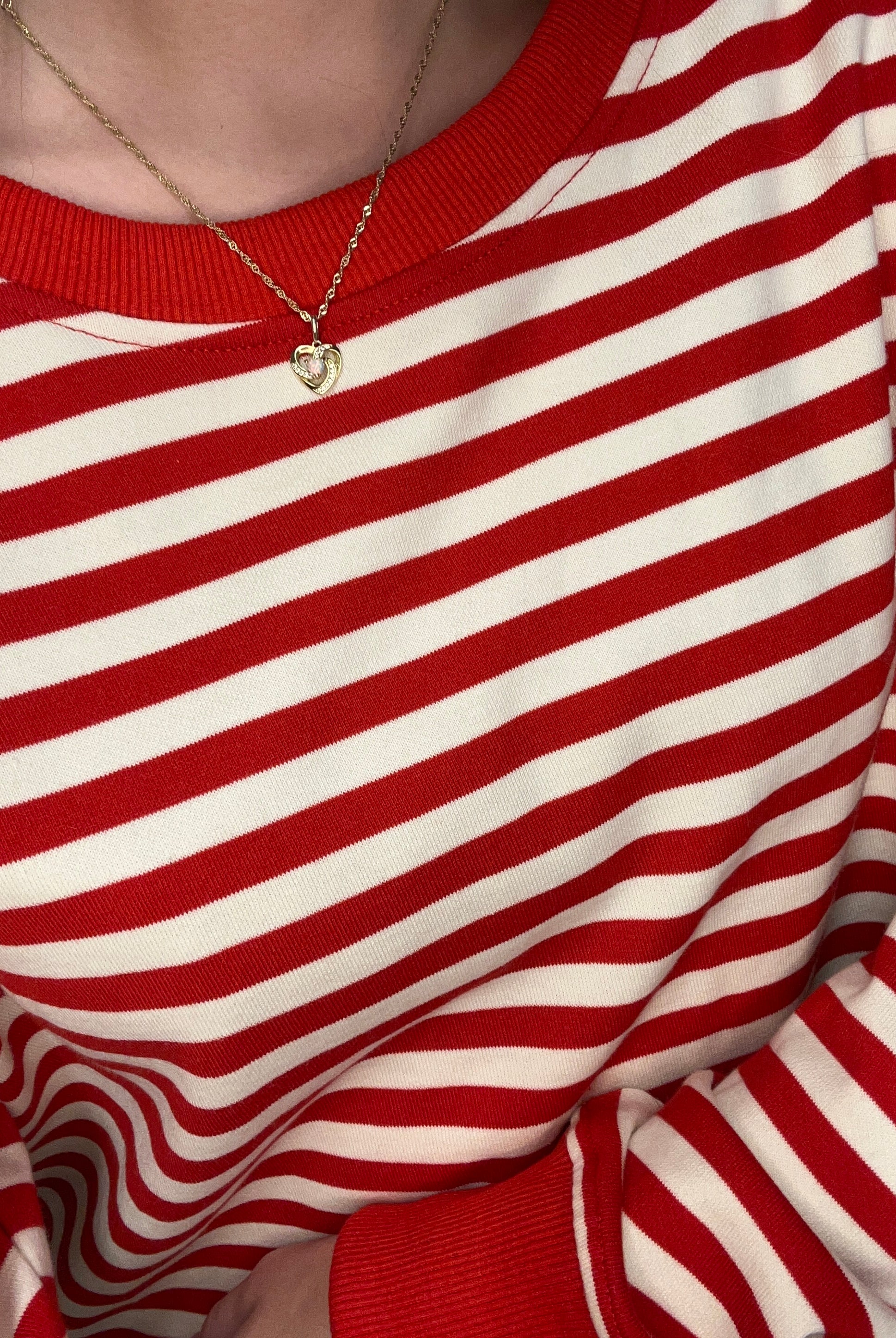 Staci Red Striped Crew Top-Long Sleeves-The Funky Zebra Ames-The Funky Zebra Ames, Women's Fashion Boutique in Ames, Iowa