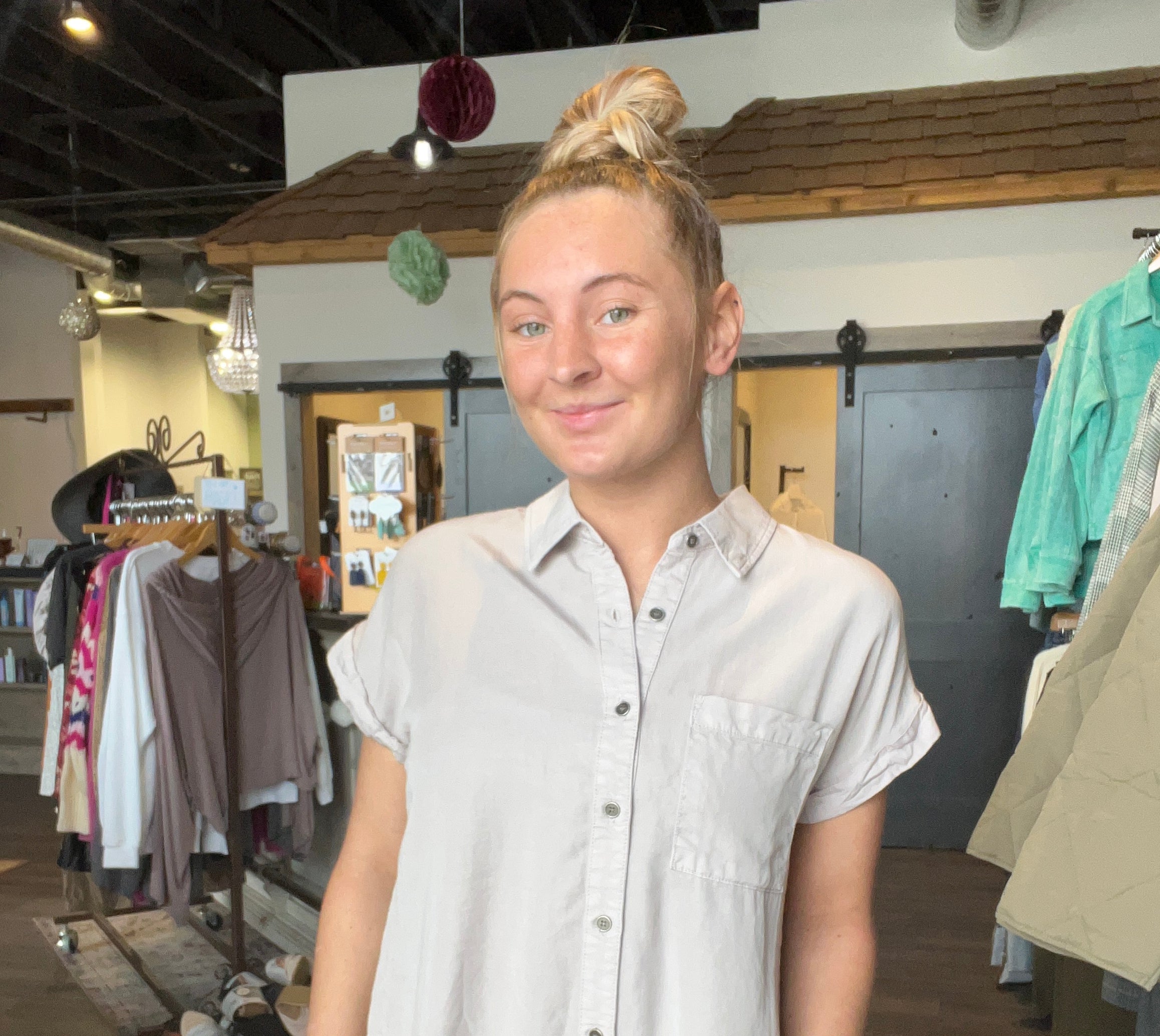Tenley Button Down-Short Sleeves-Be Cool-The Funky Zebra Ames, Women's Fashion Boutique in Ames, Iowa