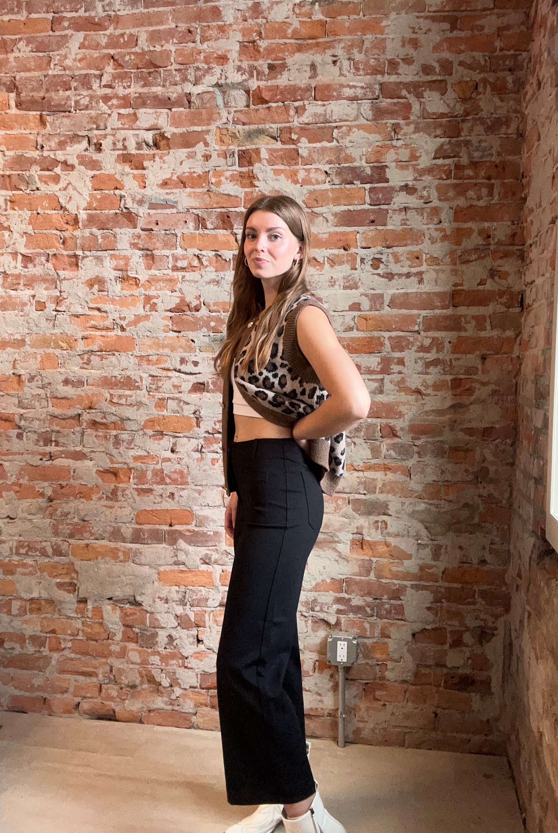 APNY Black Ponte Cropped Wide Leg with Patch Pocket-The Funky Zebra Ames-The Funky Zebra Ames, Women's Fashion Boutique in Ames, Iowa