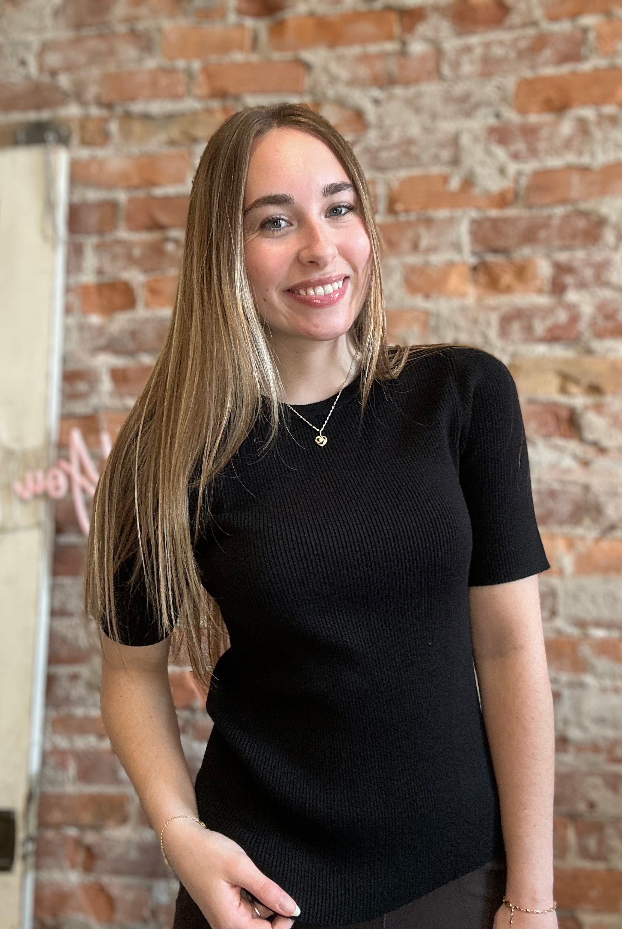 Sheena Black Round Neck Sweater-Zenana-The Funky Zebra Ames, Women's Fashion Boutique in Ames, Iowa