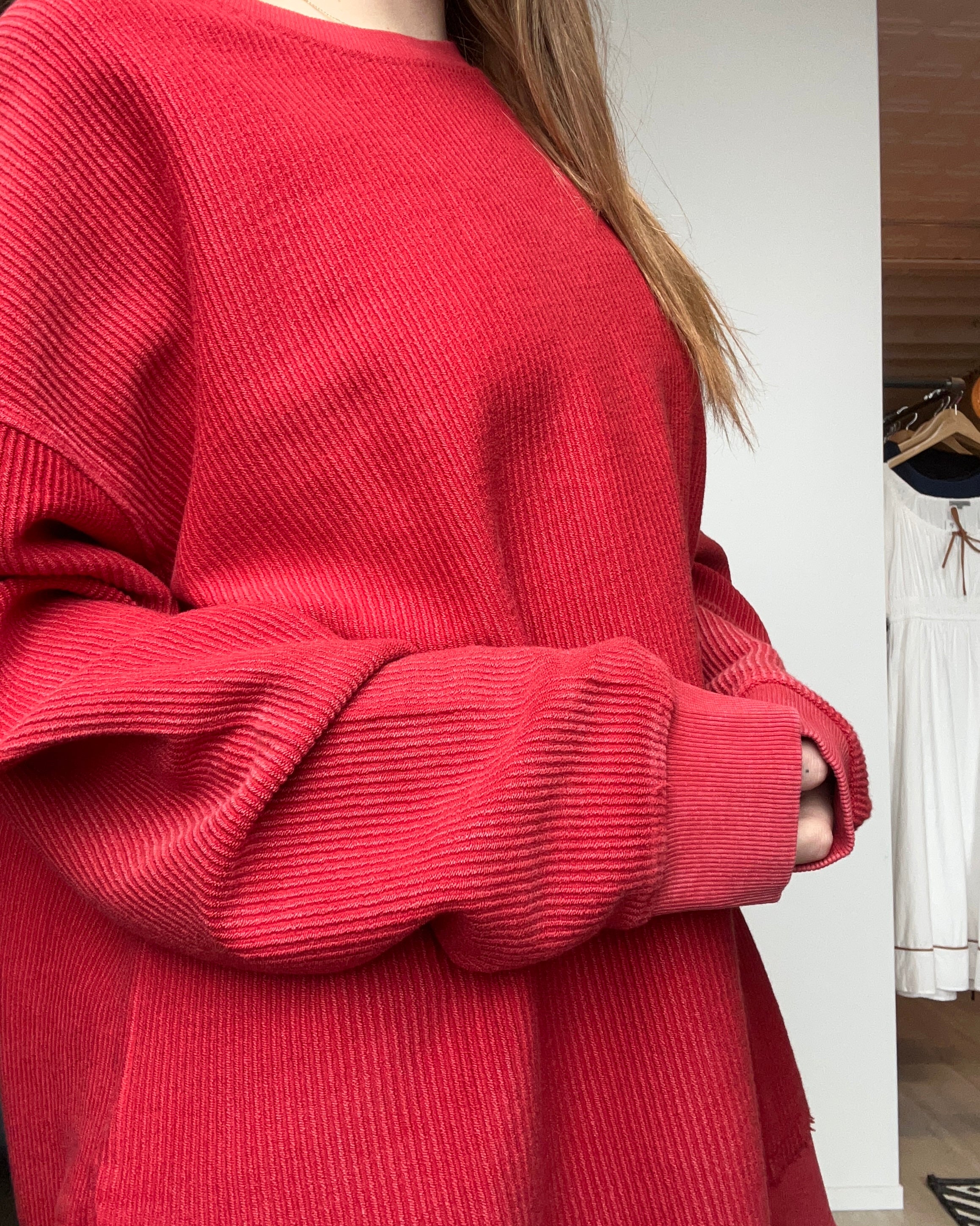 Crimson Rounded Bottom Cozy Cord Crew-Moon Ryder-The Funky Zebra Ames, Women's Fashion Boutique in Ames, Iowa