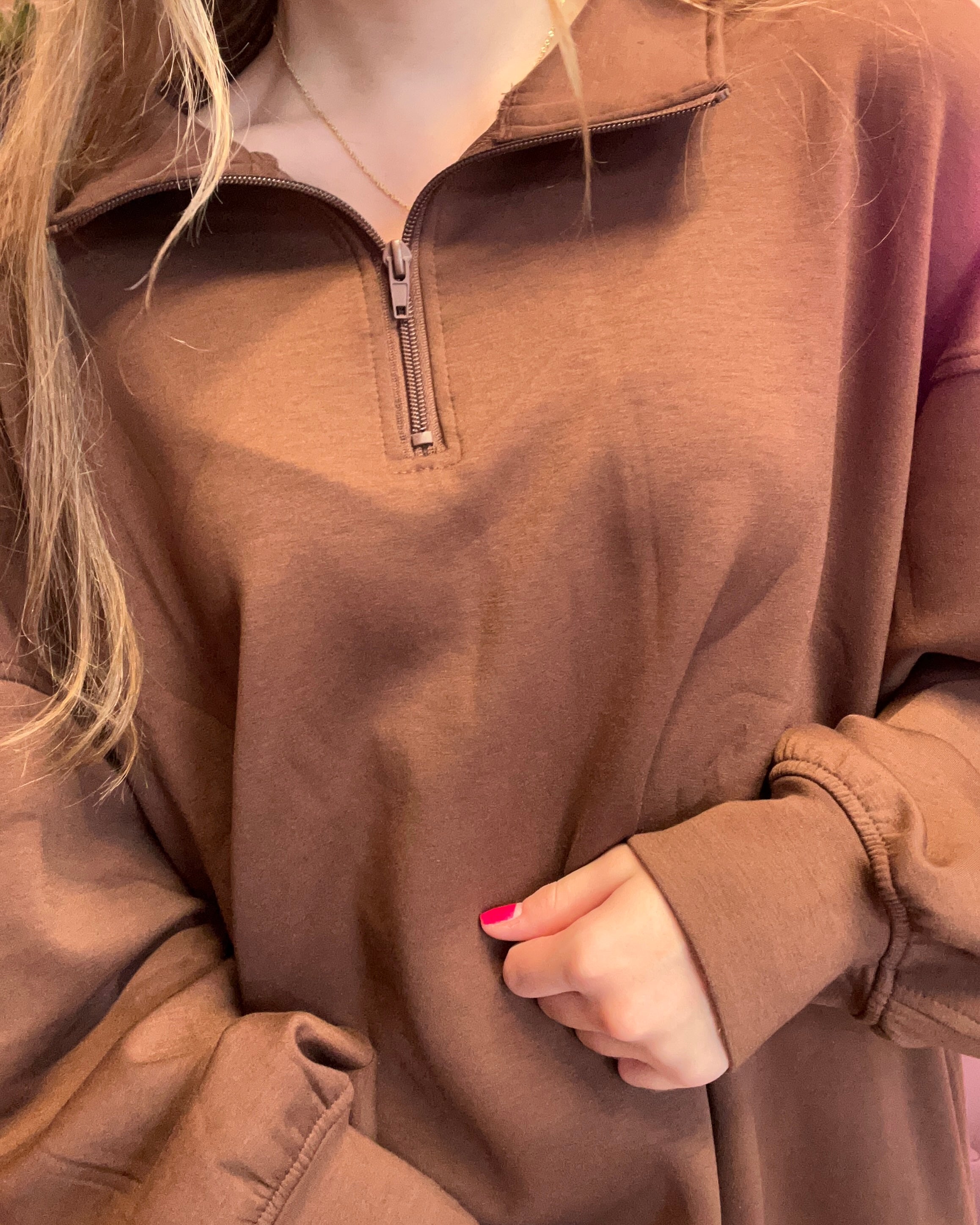 Scuba Half Zip Pullover-Sweatshirt-Zenana-The Funky Zebra Ames, Women's Fashion Boutique in Ames, Iowa