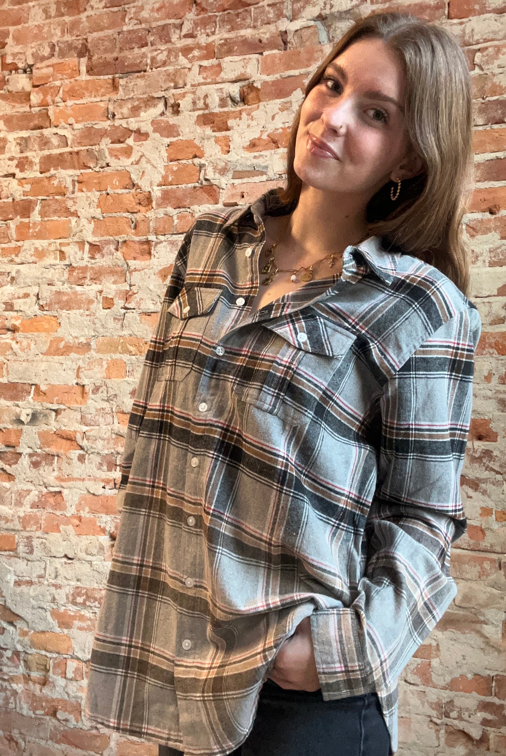 Gretchen Multicolor Flannel-Long Sleeves-Panache Accessories-The Funky Zebra Ames, Women's Fashion Boutique in Ames, Iowa