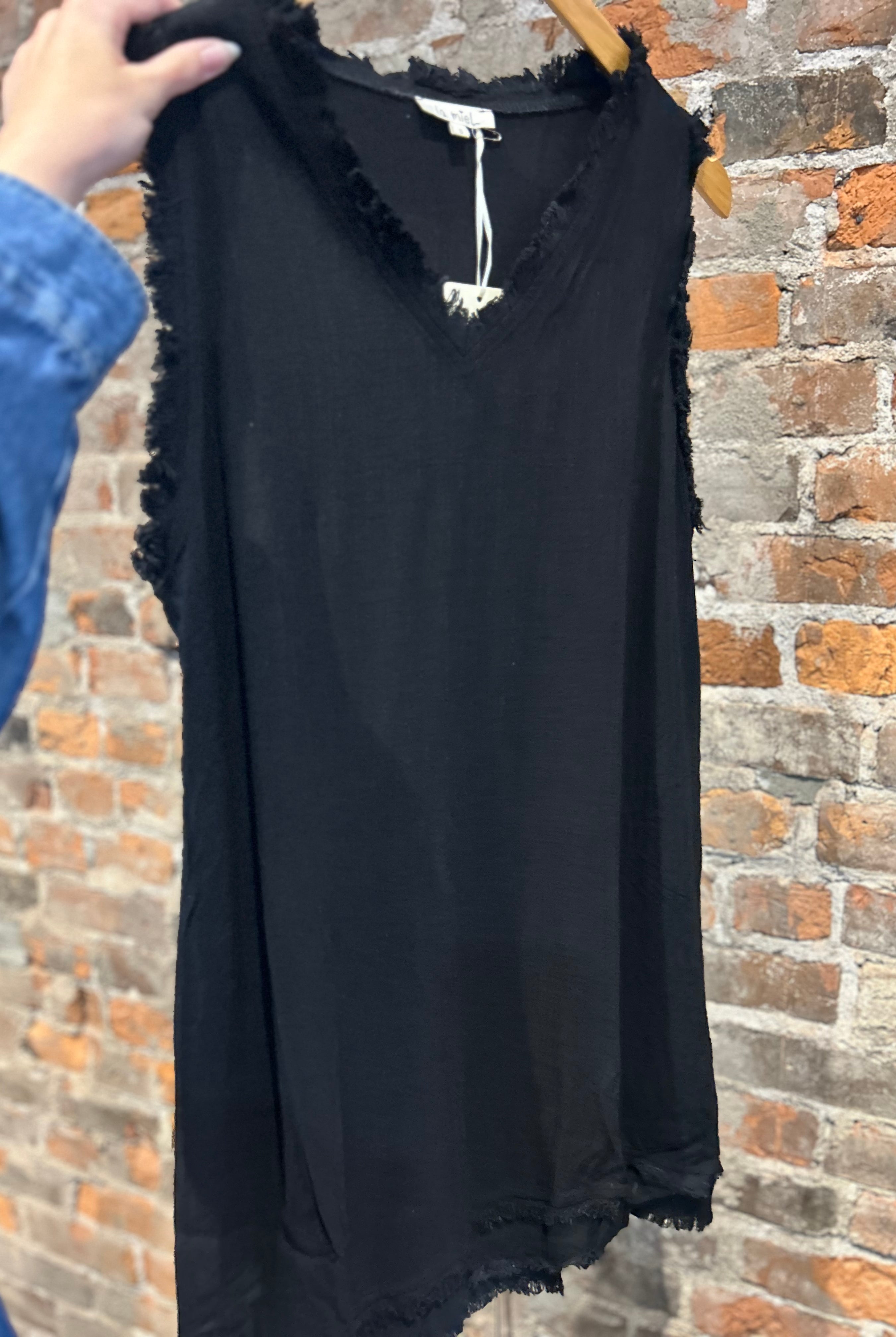 Charlie V Neck Raw Edge Dress-The Funky Zebra Ames-The Funky Zebra Ames, Women's Fashion Boutique in Ames, Iowa