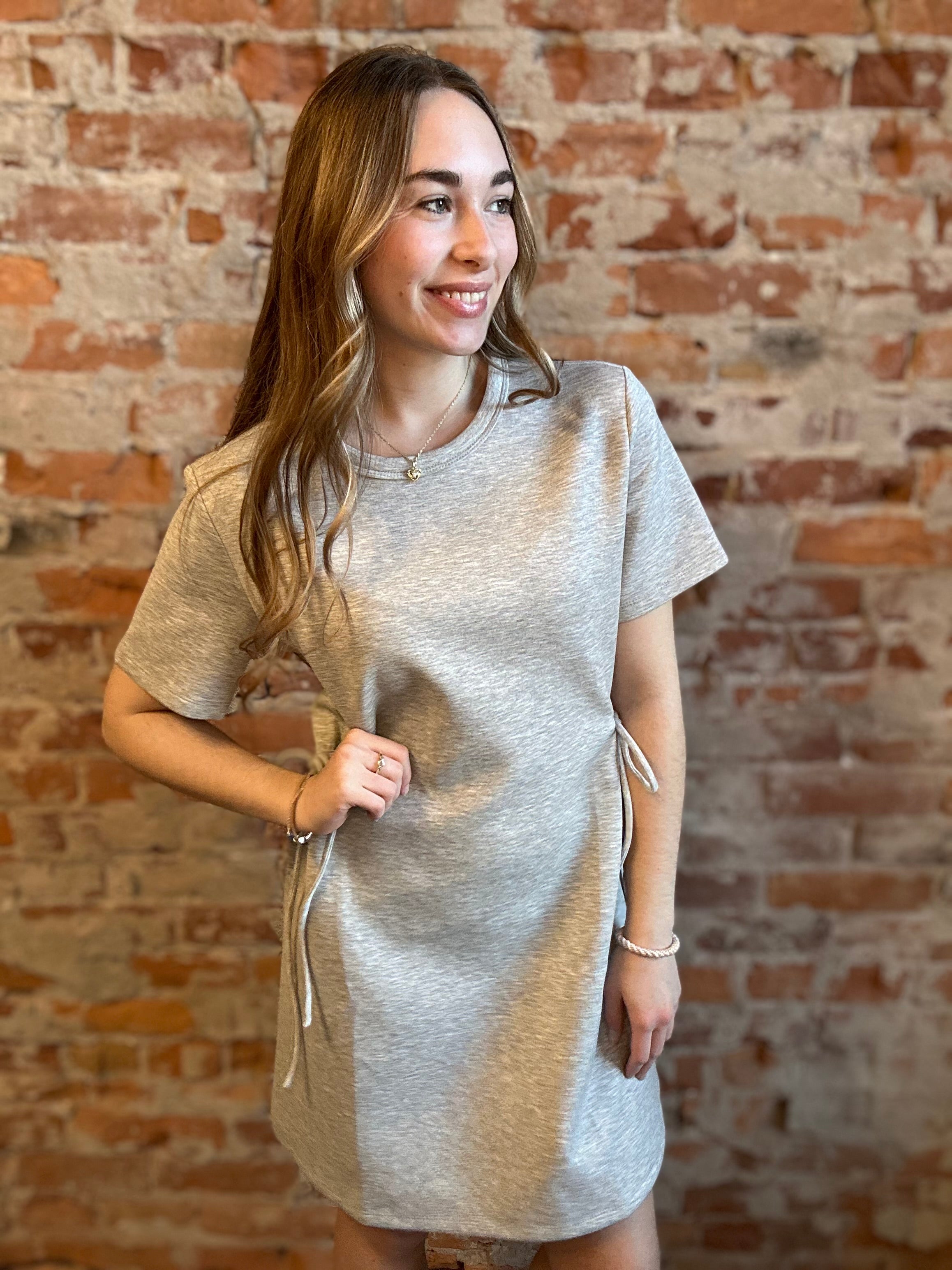 Maggie Tie Shirt Dress-Dresses-Doe and Rae-The Funky Zebra Ames, Women's Fashion Boutique in Ames, Iowa