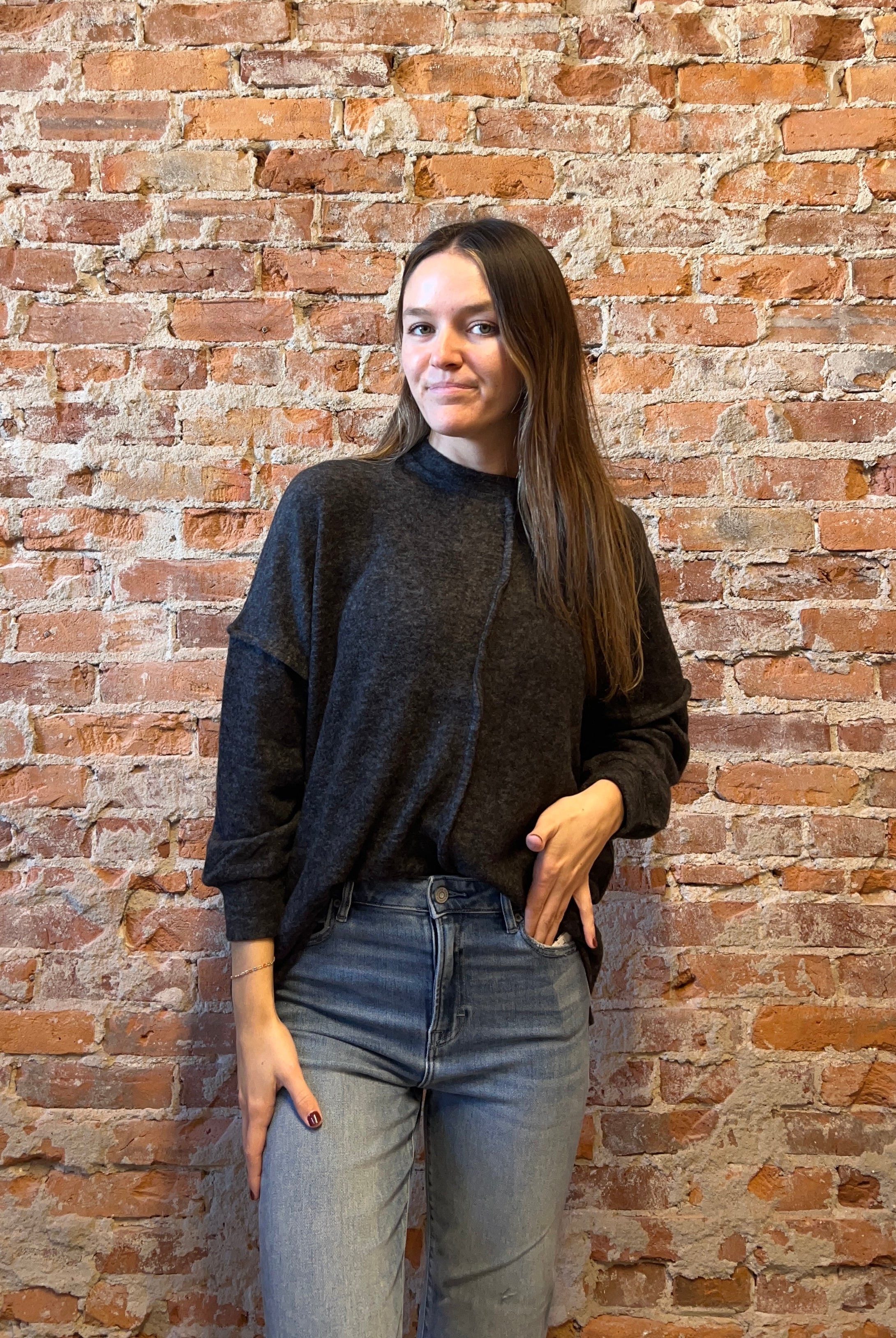 Sierra Brushed Melange Sweater-Sweaters-Zenana-The Funky Zebra Ames, Women's Fashion Boutique in Ames, Iowa