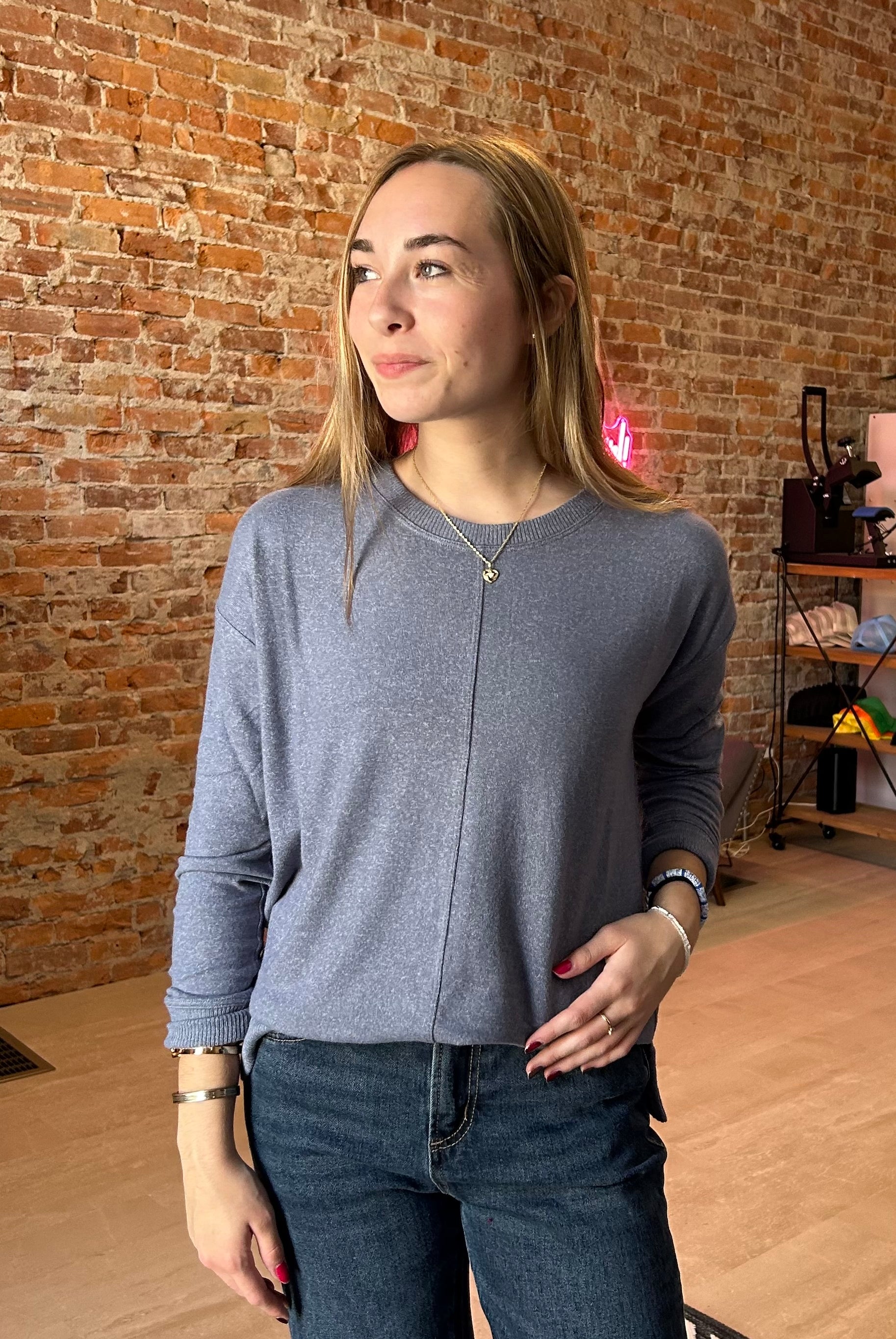 Marlys Round Neck Pullover-Long Sleeves-Be Cool-The Funky Zebra Ames, Women's Fashion Boutique in Ames, Iowa