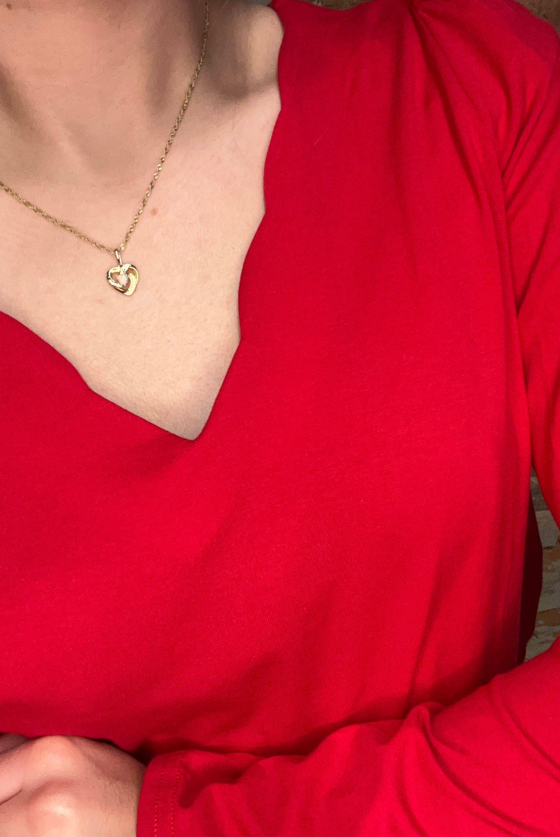 Kailee Red Scallop Top-Long Sleeves-Staccato-The Funky Zebra Ames, Women's Fashion Boutique in Ames, Iowa