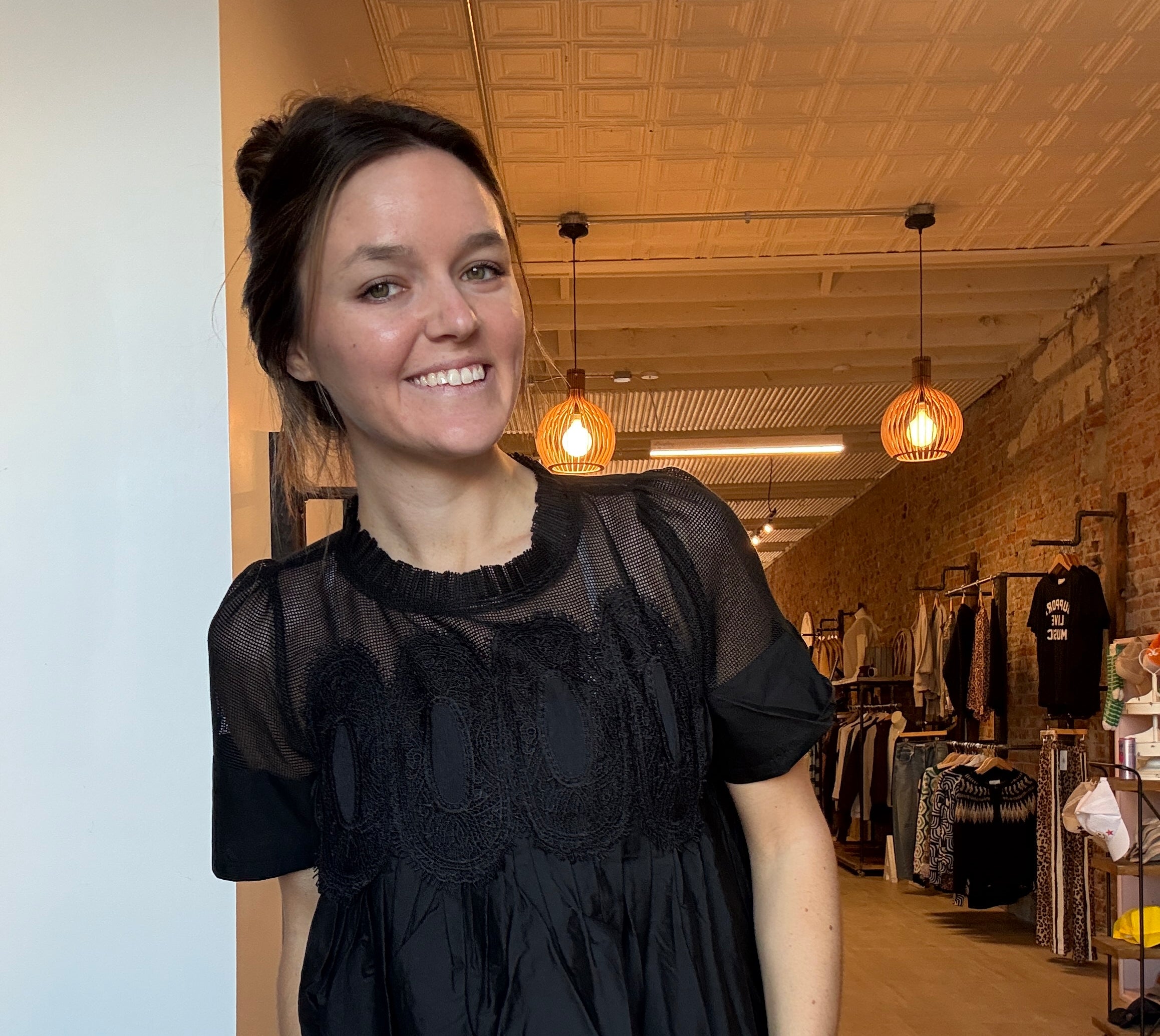 Zoey Black Mesh Puff Sleeve Top-Short Sleeves-fate-The Funky Zebra Ames, Women's Fashion Boutique in Ames, Iowa