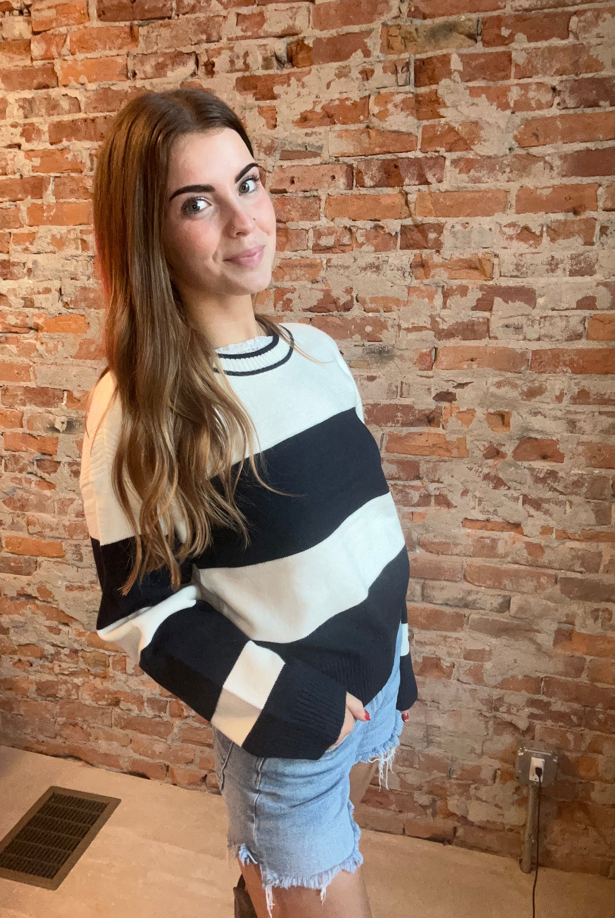Tabitha Striped Sweater-apparel-Thread and Supply-The Funky Zebra Ames, Women's Fashion Boutique in Ames, Iowa