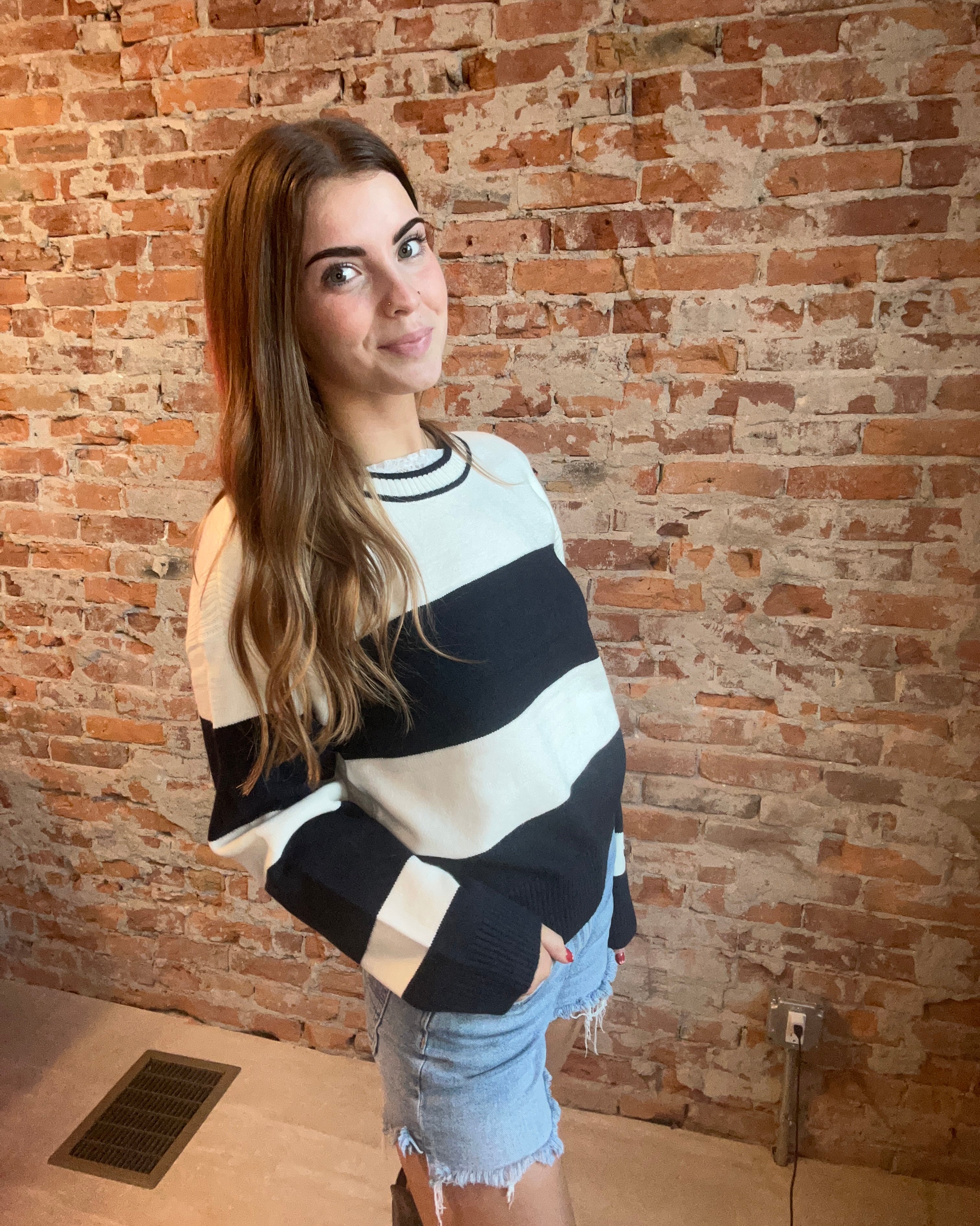 Tabitha Striped Sweater-apparel-Thread and Supply-The Funky Zebra Ames, Women's Fashion Boutique in Ames, Iowa