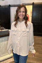 Loni Silky Button Up-Long Sleeves-Kori-The Funky Zebra Ames, Women's Fashion Boutique in Ames, Iowa