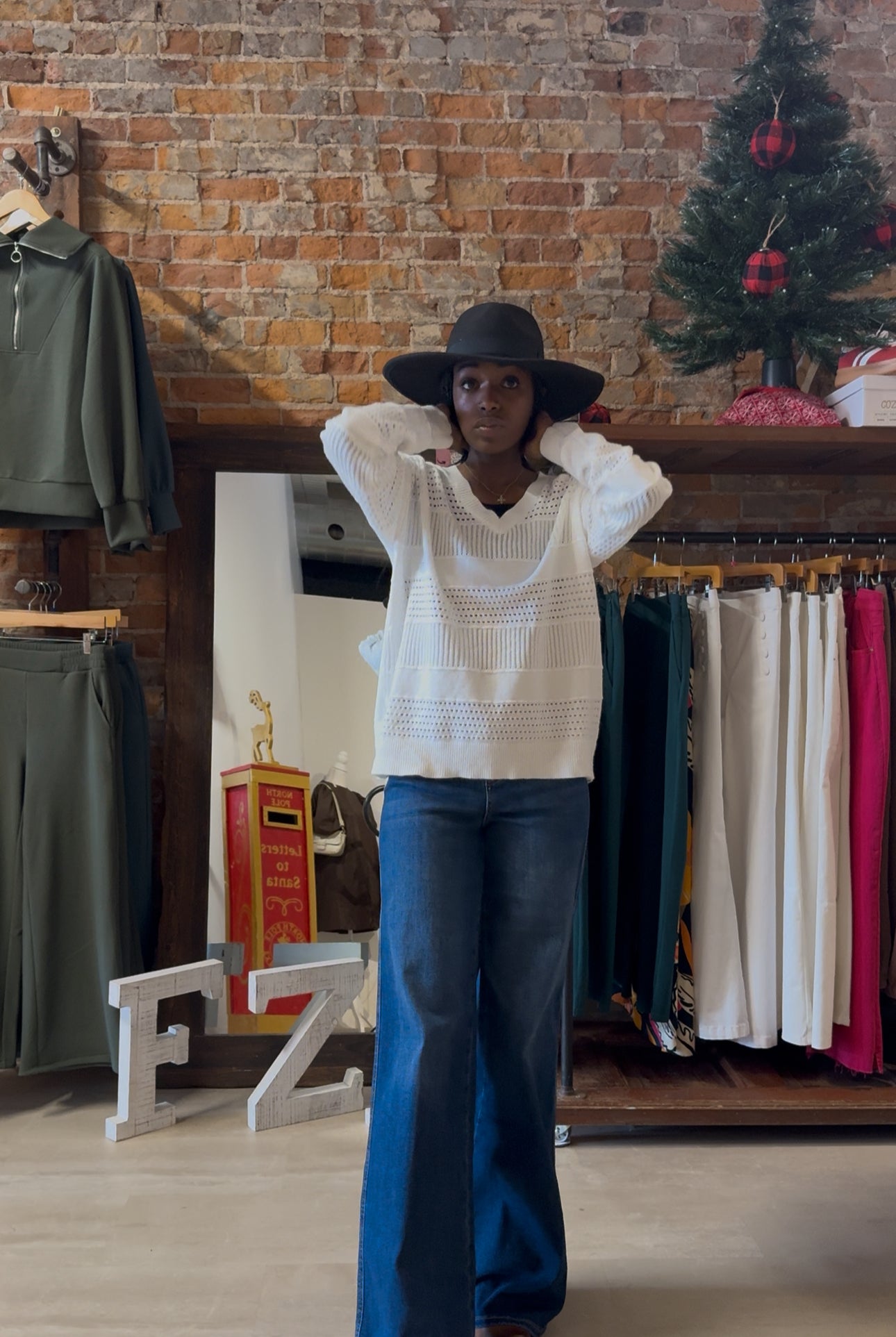 Presley Pointelle Sweater-apparel-Staccato-The Funky Zebra Ames, Women's Fashion Boutique in Ames, Iowa