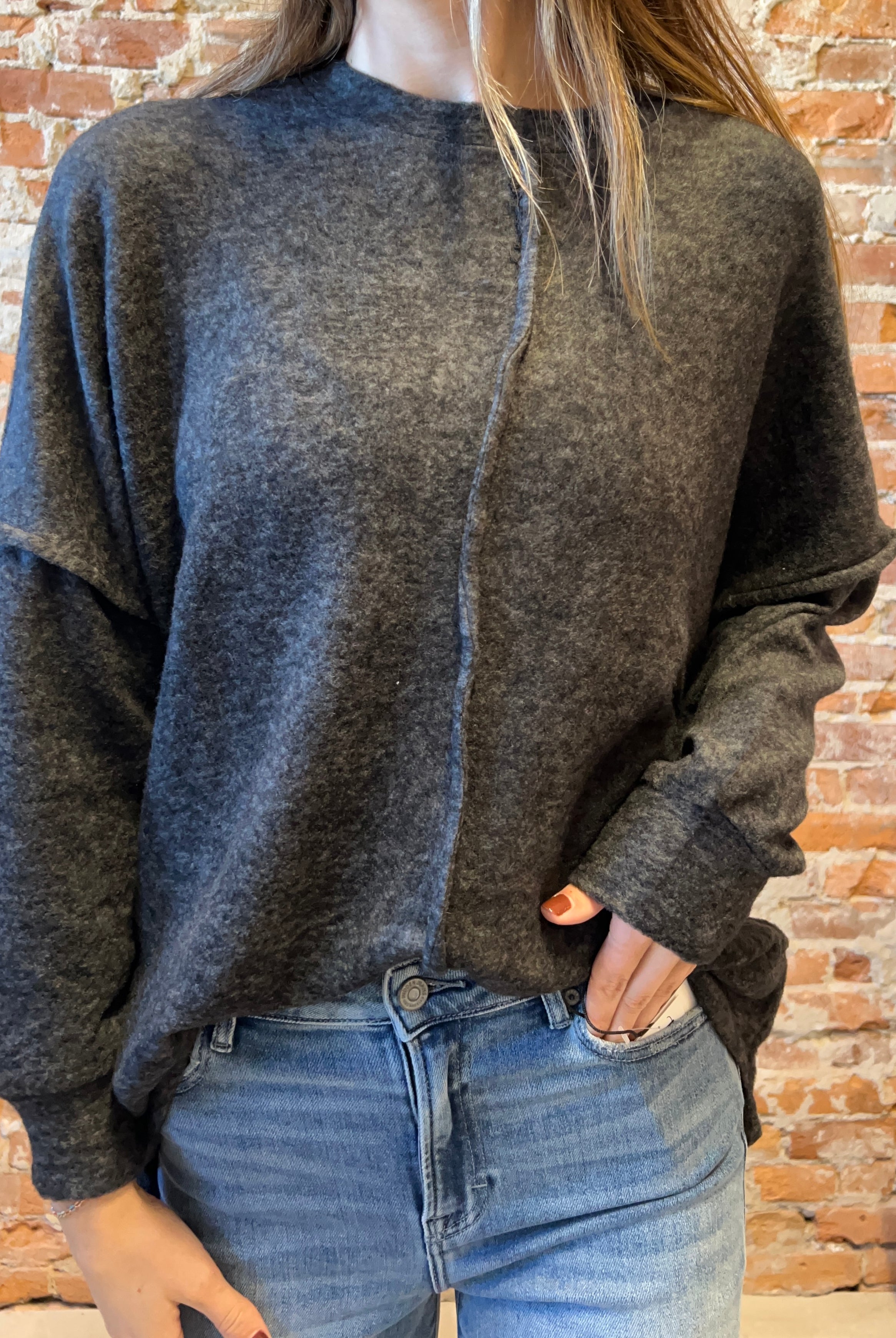 Sierra Brushed Melange Sweater-Sweaters-Zenana-The Funky Zebra Ames, Women's Fashion Boutique in Ames, Iowa