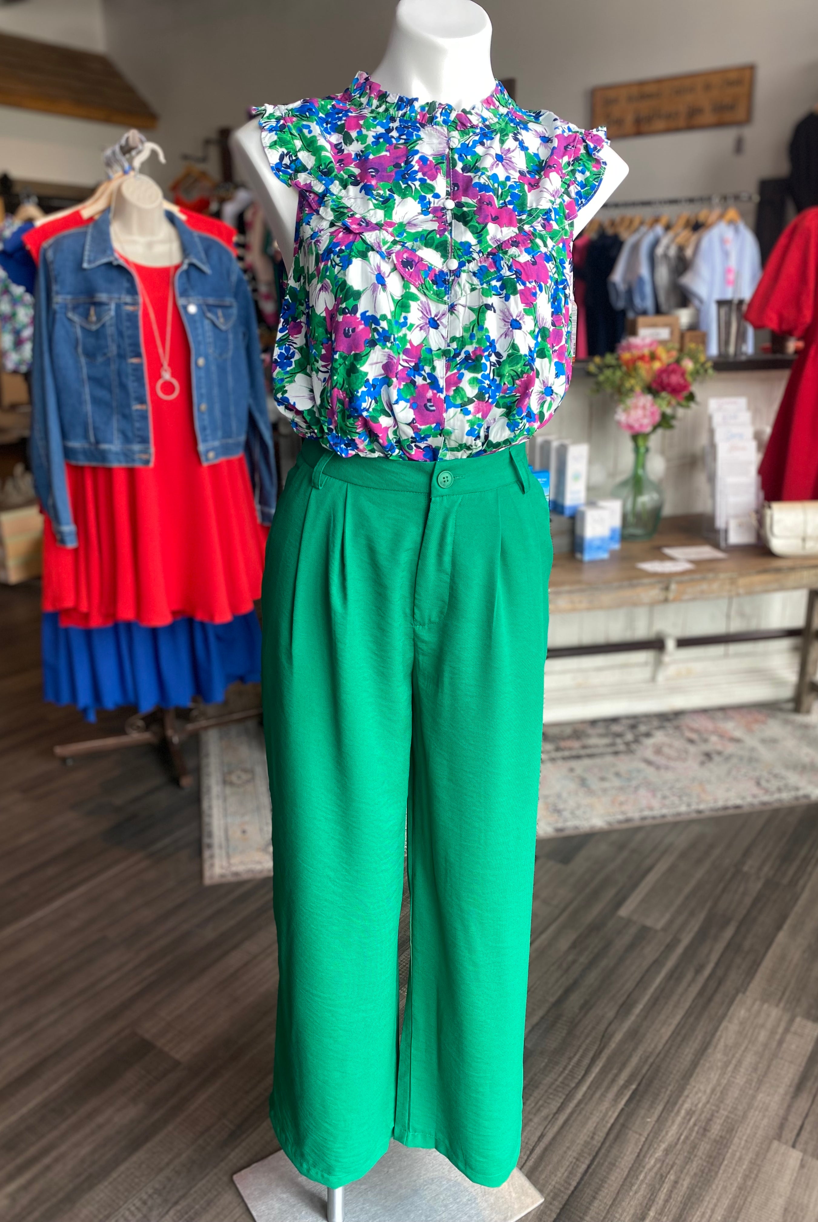 Sera Green Pants-Molly Bracken-The Funky Zebra Ames, Women's Fashion Boutique in Ames, Iowa