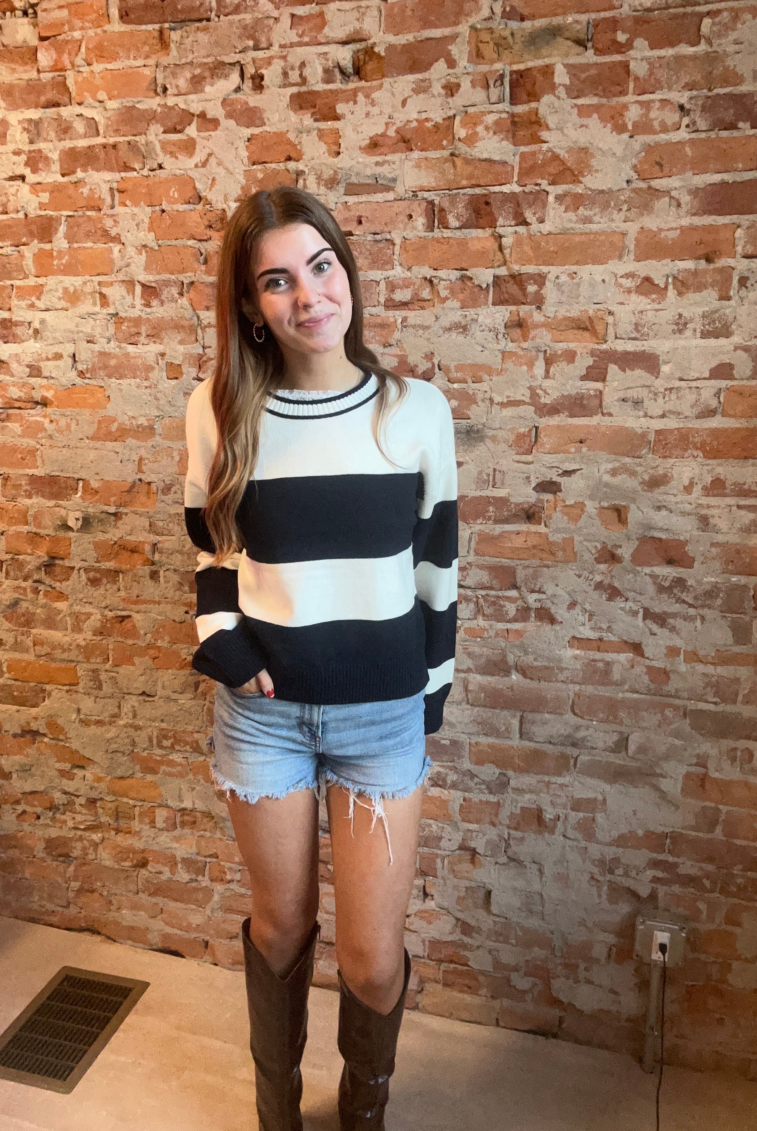 Tabitha Striped Sweater-apparel-Thread and Supply-The Funky Zebra Ames, Women's Fashion Boutique in Ames, Iowa