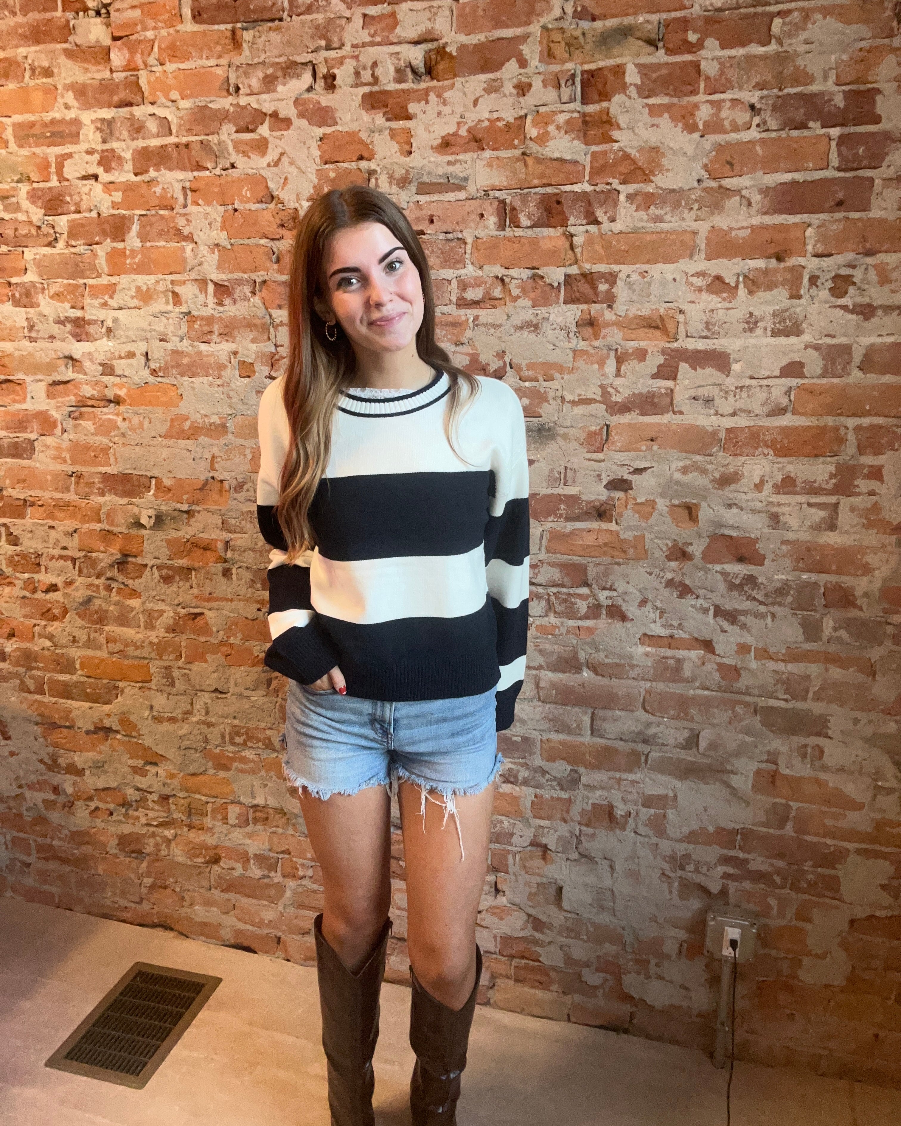 Tabitha Striped Sweater-apparel-Thread and Supply-The Funky Zebra Ames, Women's Fashion Boutique in Ames, Iowa