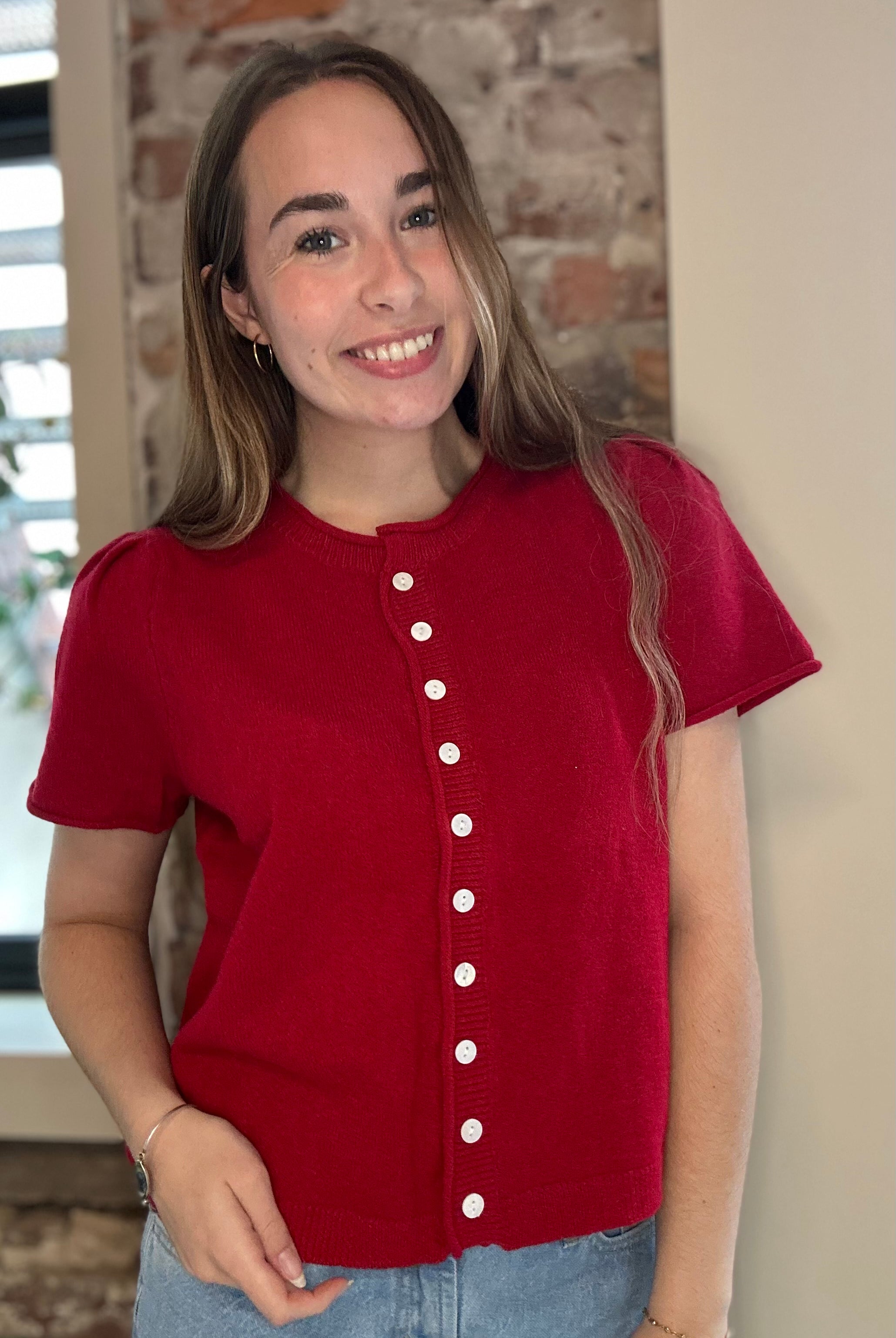 Kimberly Short Sleeve Cardigan-apparel-&MERCI-The Funky Zebra Ames, Women's Fashion Boutique in Ames, Iowa