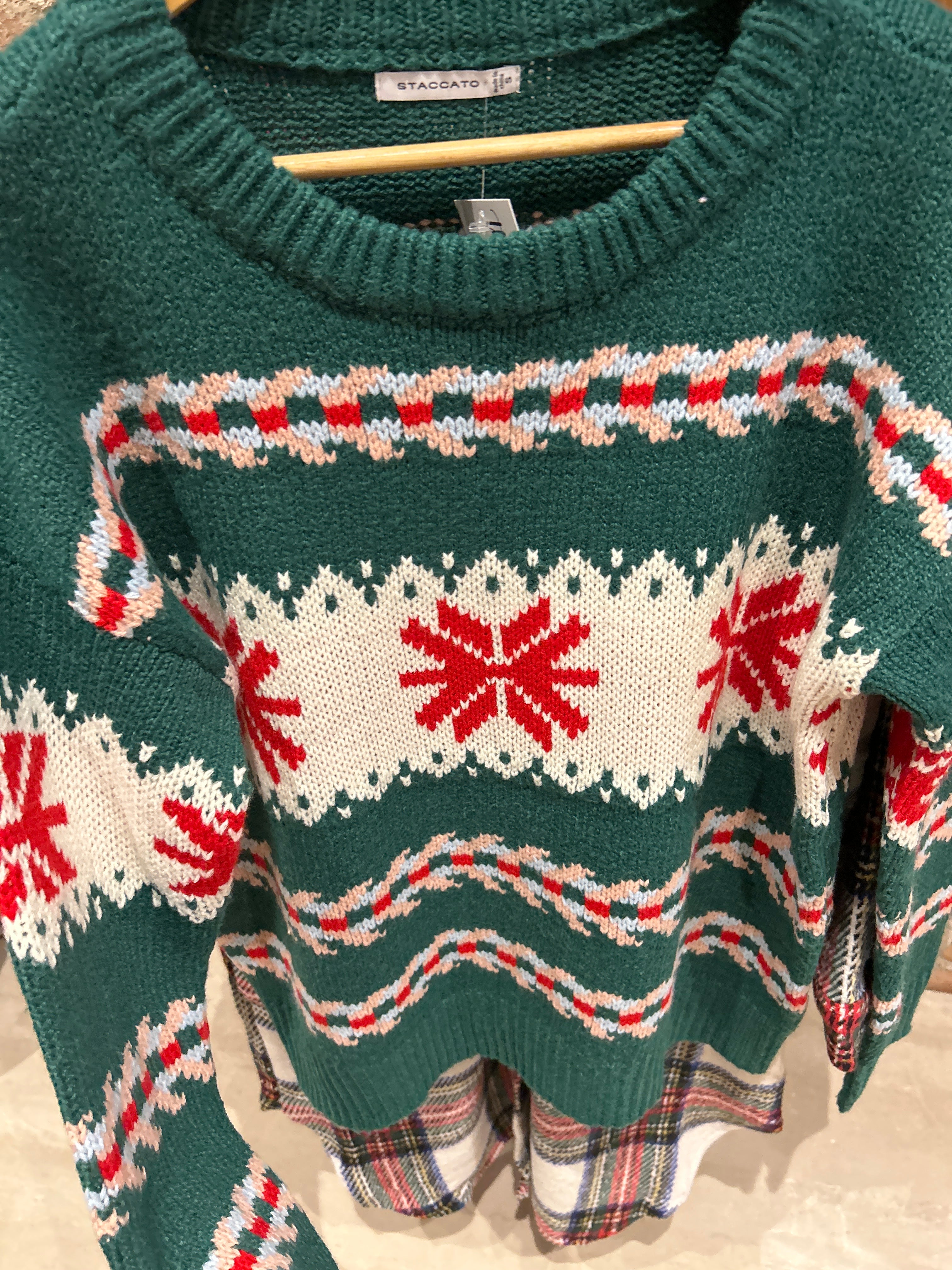 Mishel Green Holiday Sweater-Sweaters-Staccato-The Funky Zebra Ames, Women's Fashion Boutique in Ames, Iowa