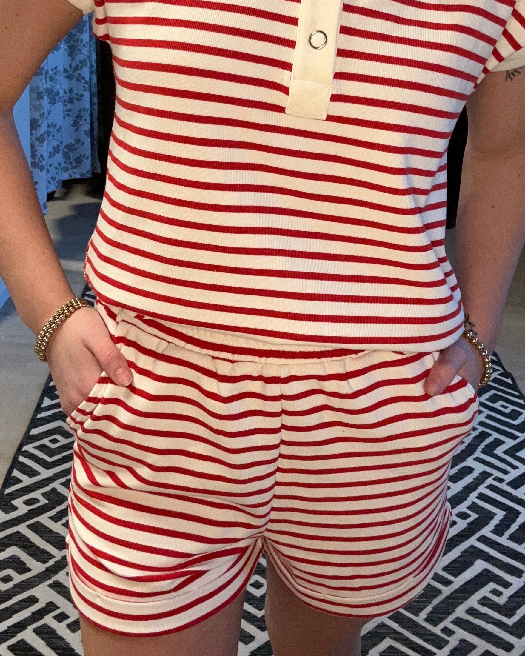 Regan Striped Shorts-Shorts-Blu Pepper-The Funky Zebra Ames, Women's Fashion Boutique in Ames, Iowa
