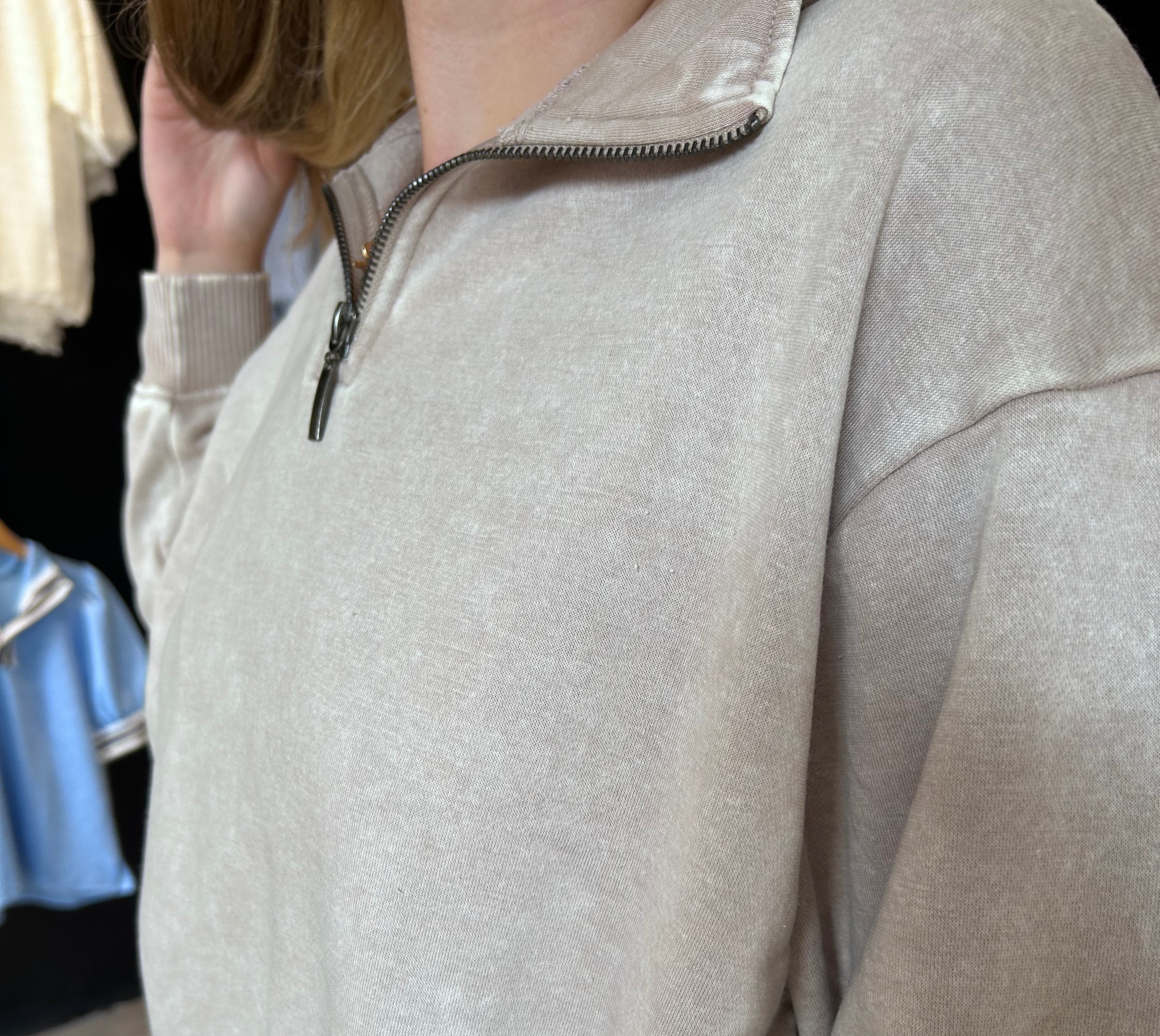Brittany Washed Half Zip Pullover-Sweatshirt-Zenana-The Funky Zebra Ames, Women's Fashion Boutique in Ames, Iowa