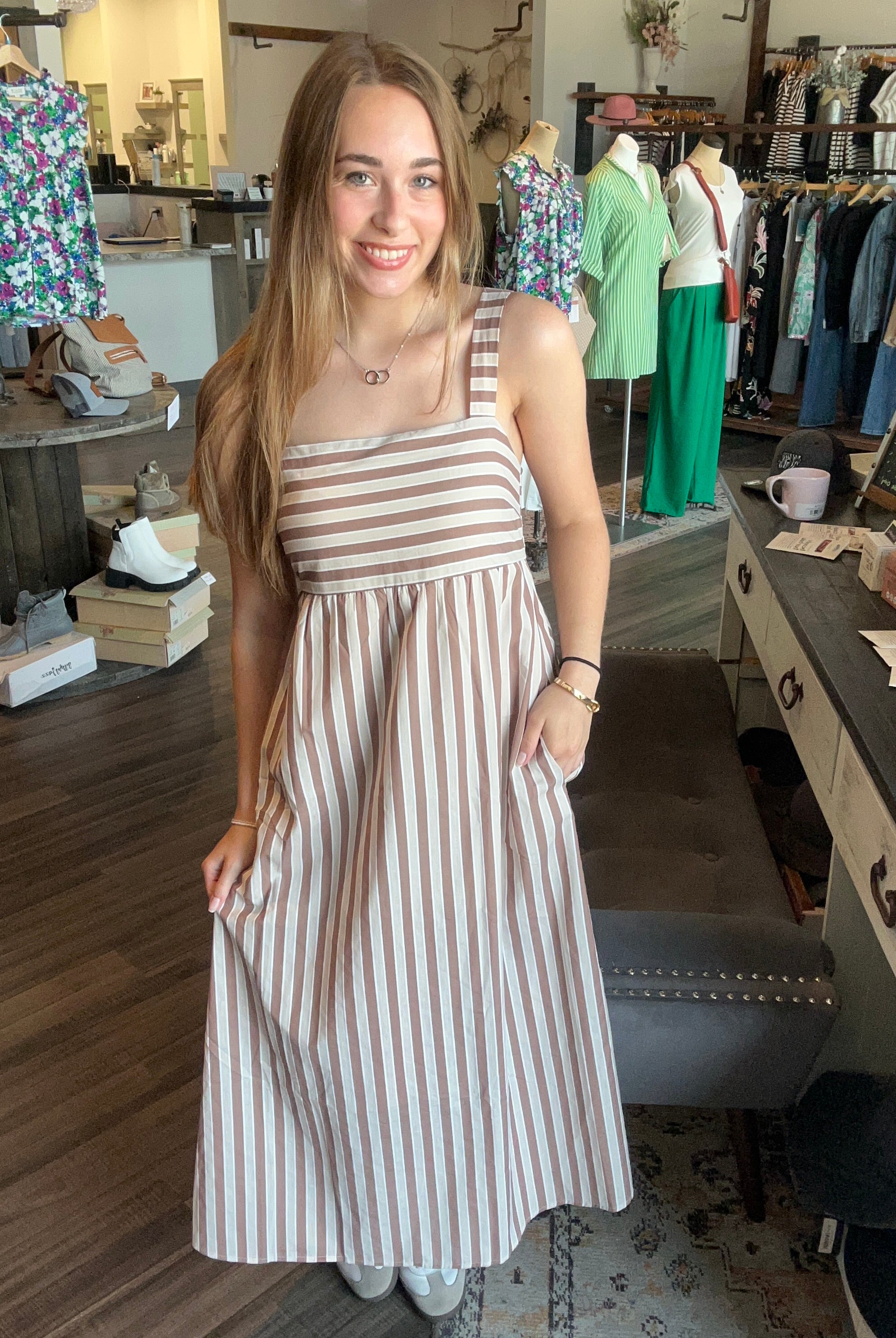 Dory Striped Midi Dress-Wishlist-The Funky Zebra Ames, Women's Fashion Boutique in Ames, Iowa
