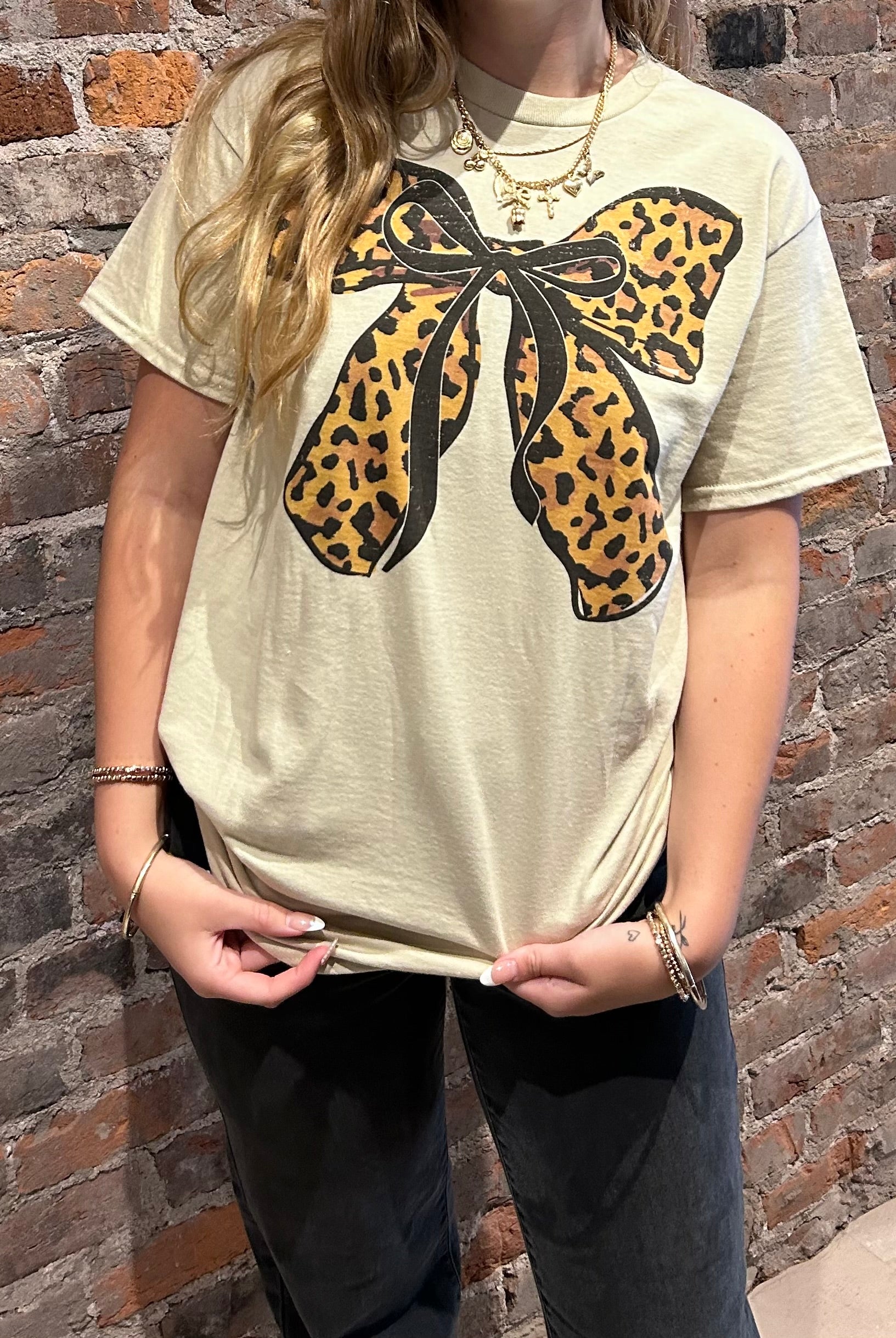 Leopard Bow Oversized Tee-Graphic Tee's-Good Day Street-The Funky Zebra Ames, Women's Fashion Boutique in Ames, Iowa