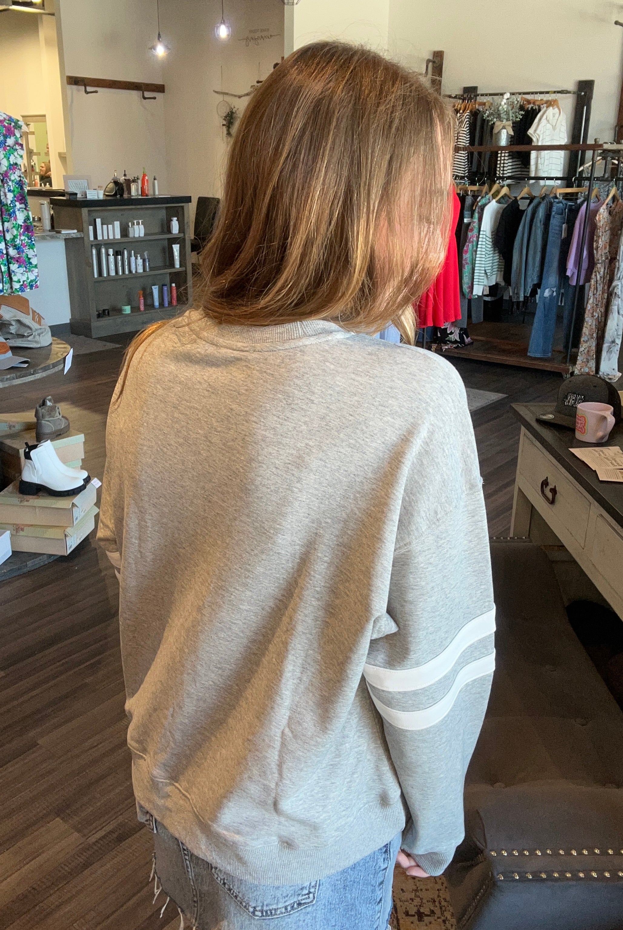 Heather Striped Pullover-Wishlist-The Funky Zebra Ames, Women's Fashion Boutique in Ames, Iowa