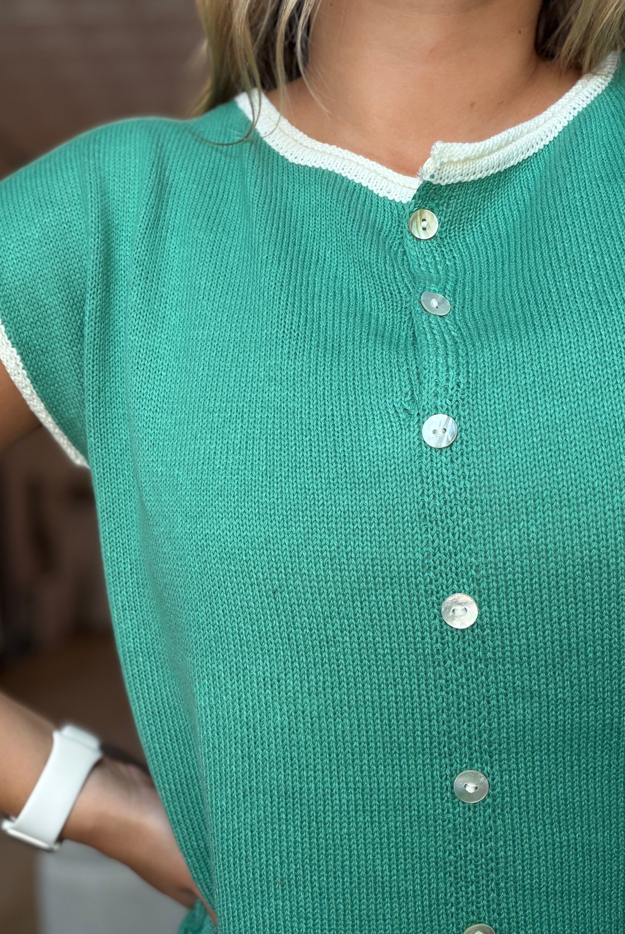 Sarah Center Button Detailed Sweater-top-Staccato-The Funky Zebra Ames, Women's Fashion Boutique in Ames, Iowa