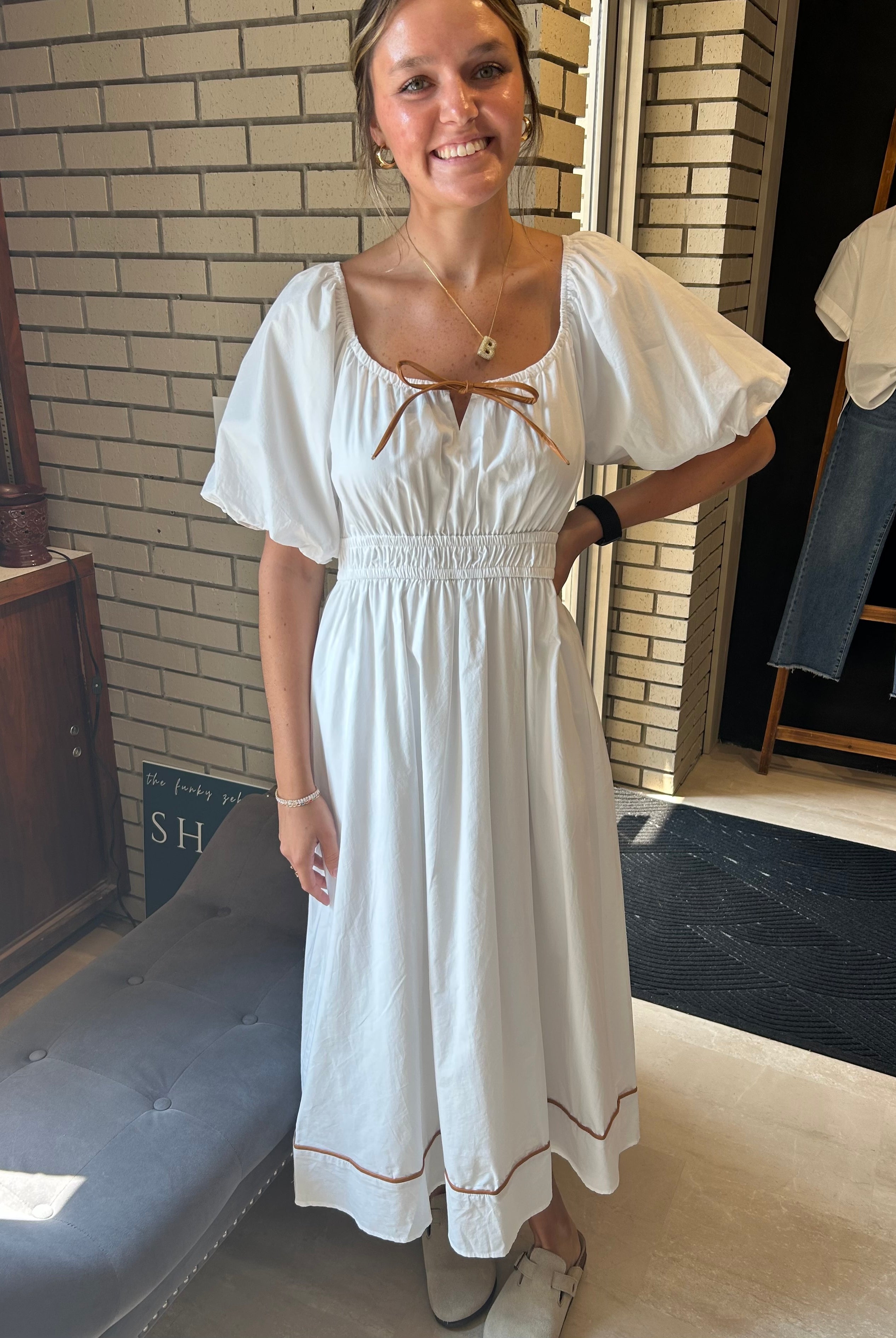 Phebe Camel Midi Dress-Wishlist-The Funky Zebra Ames, Women's Fashion Boutique in Ames, Iowa