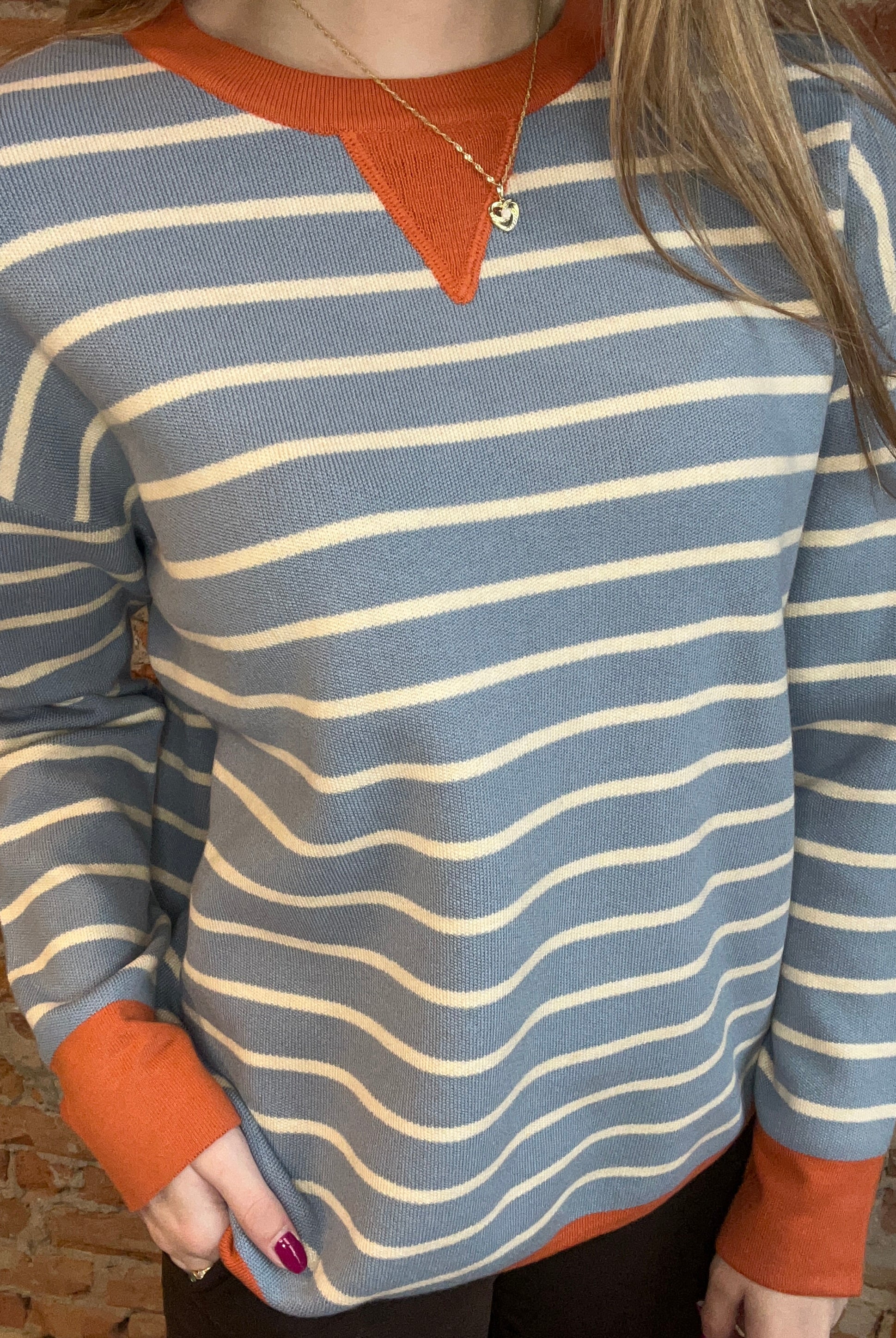 Glenda Striped Pullover-apparel-Staccato-The Funky Zebra Ames, Women's Fashion Boutique in Ames, Iowa