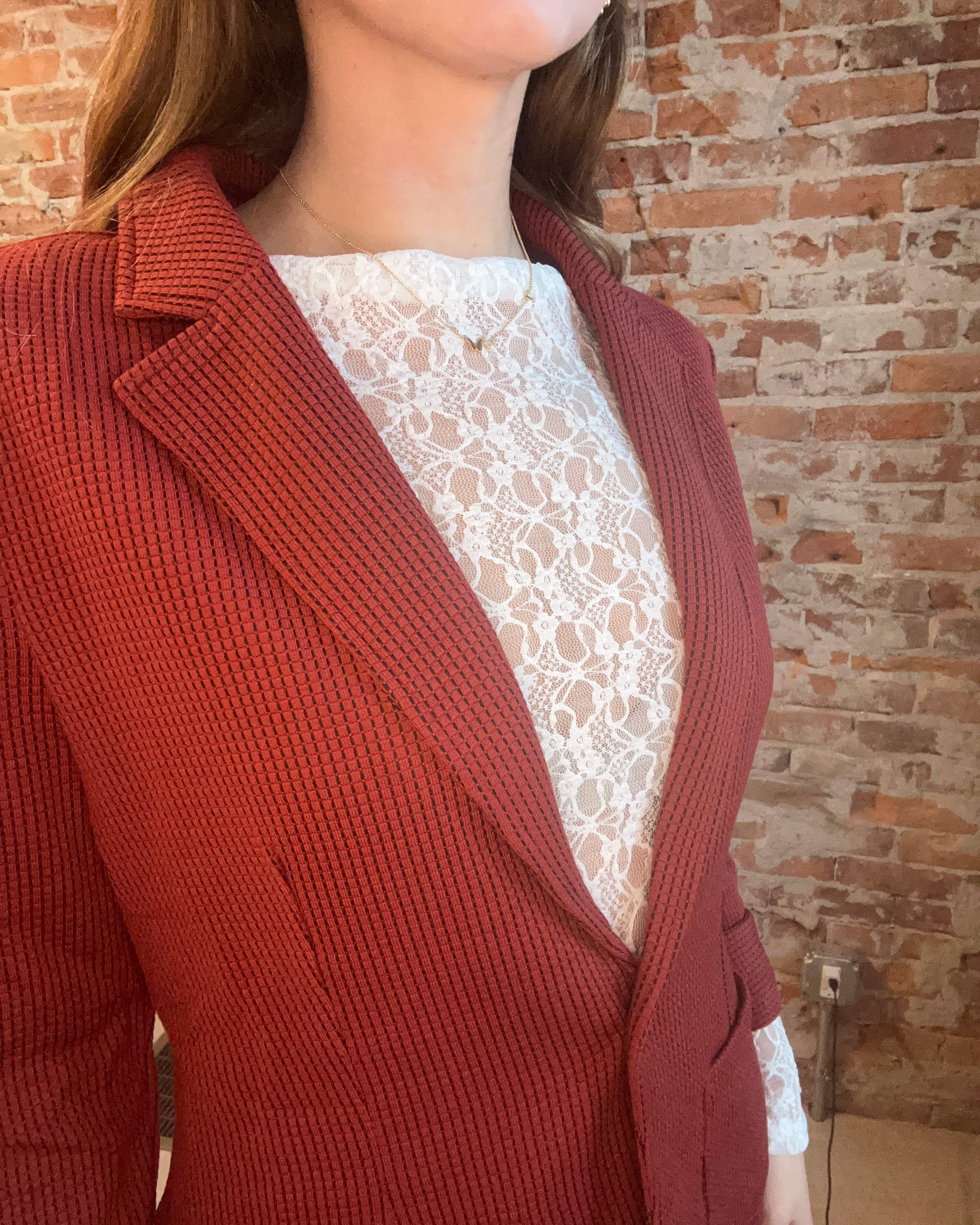 Shirred Sleeve Textured Blazer-Doe and Rae-The Funky Zebra Ames, Women's Fashion Boutique in Ames, Iowa