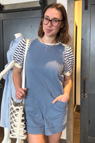 Billie Blue Romper-Rompers-The Funky Zebra Ames-The Funky Zebra Ames, Women's Fashion Boutique in Ames, Iowa