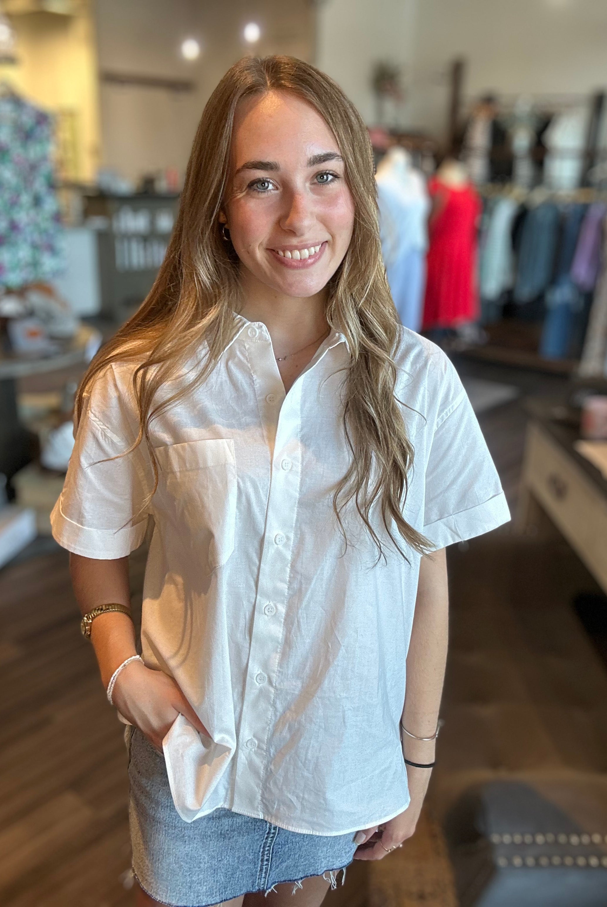 Jana White Boxy Button Up-Wishlist-The Funky Zebra Ames, Women's Fashion Boutique in Ames, Iowa