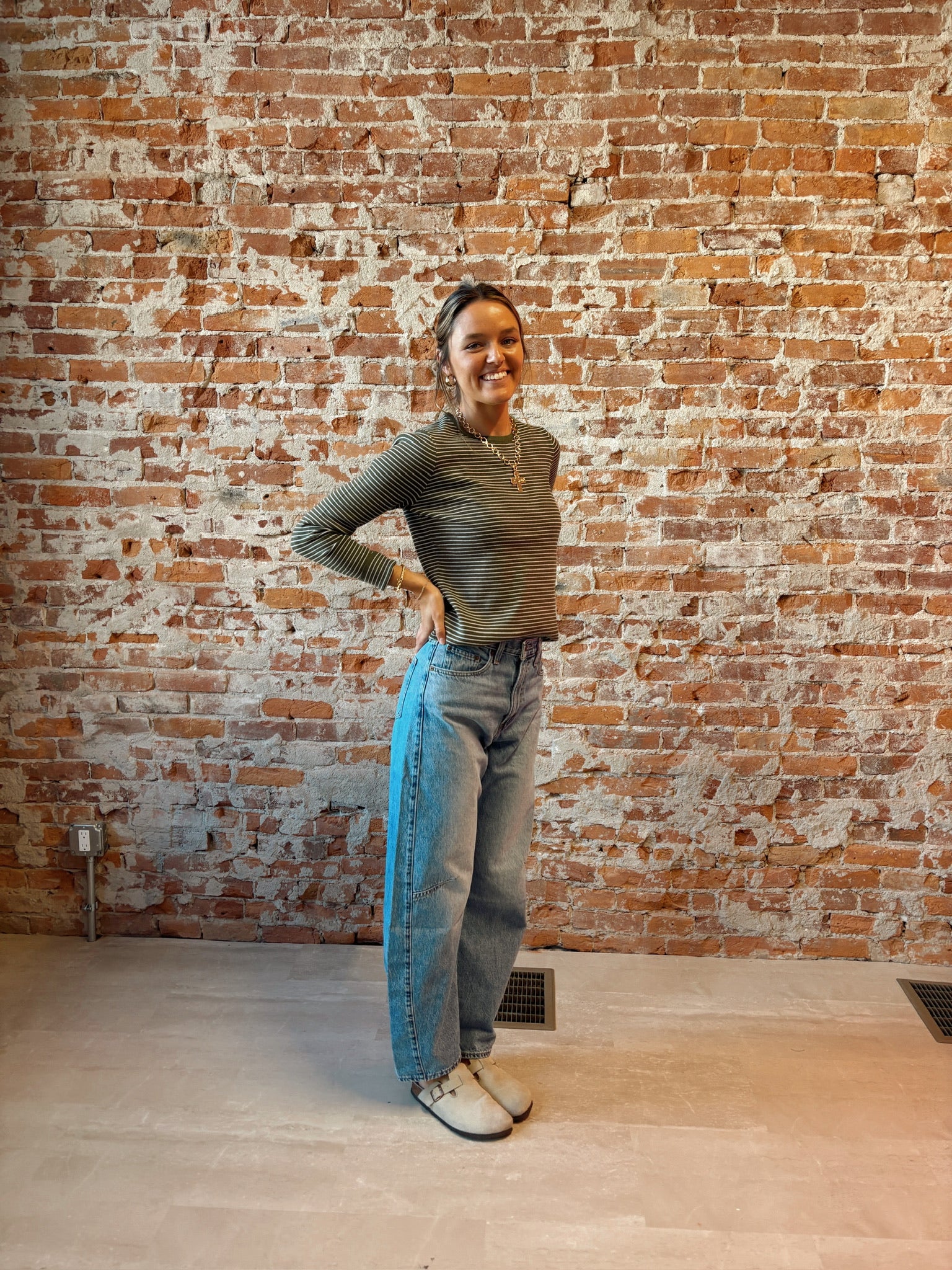 Taylor Pinstripe Sweater-apparel-Staccato-The Funky Zebra Ames, Women's Fashion Boutique in Ames, Iowa