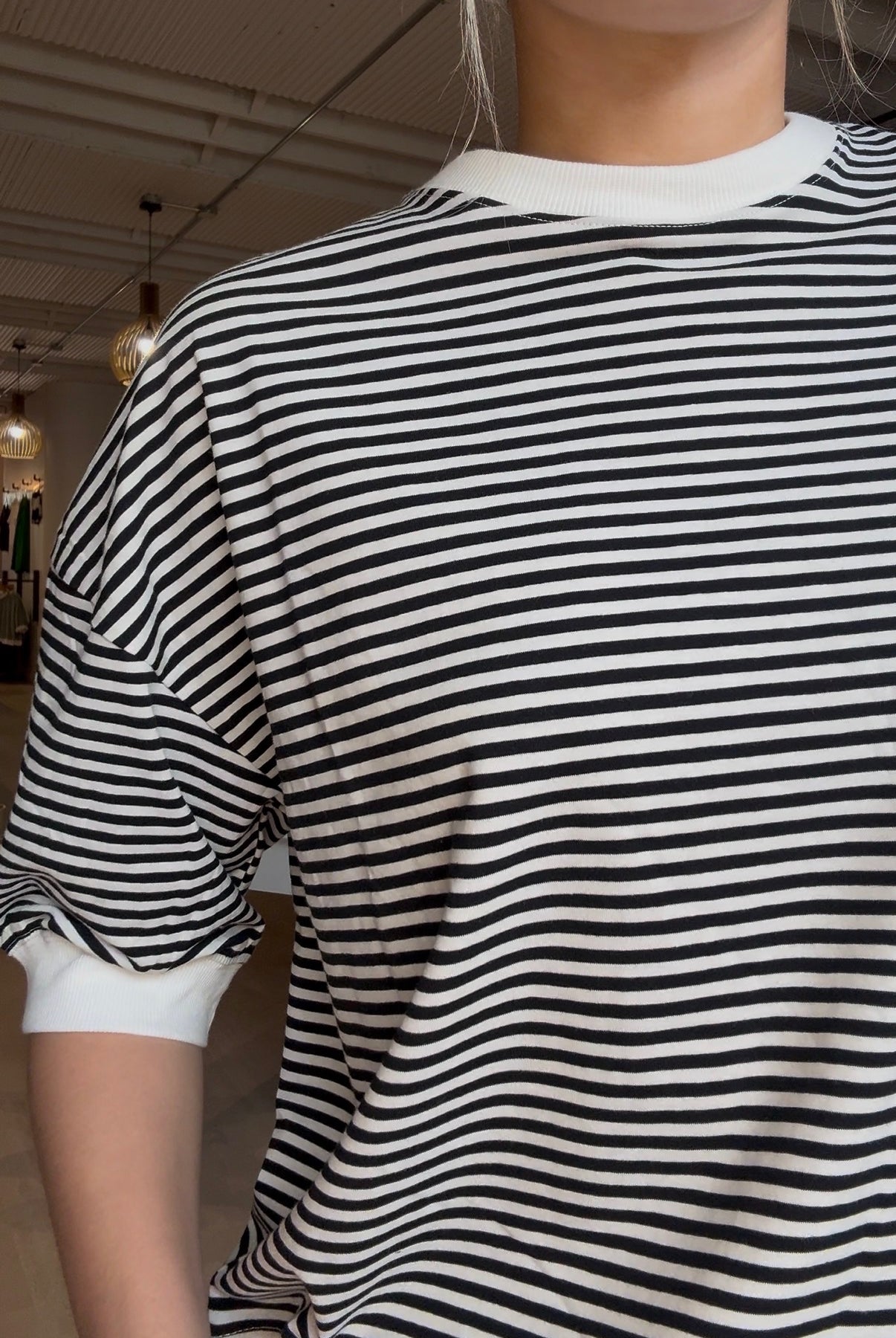 Jerra Striped Contrast Band Top 3/4 Sleeve-Zenana-The Funky Zebra Ames, Women's Fashion Boutique in Ames, Iowa
