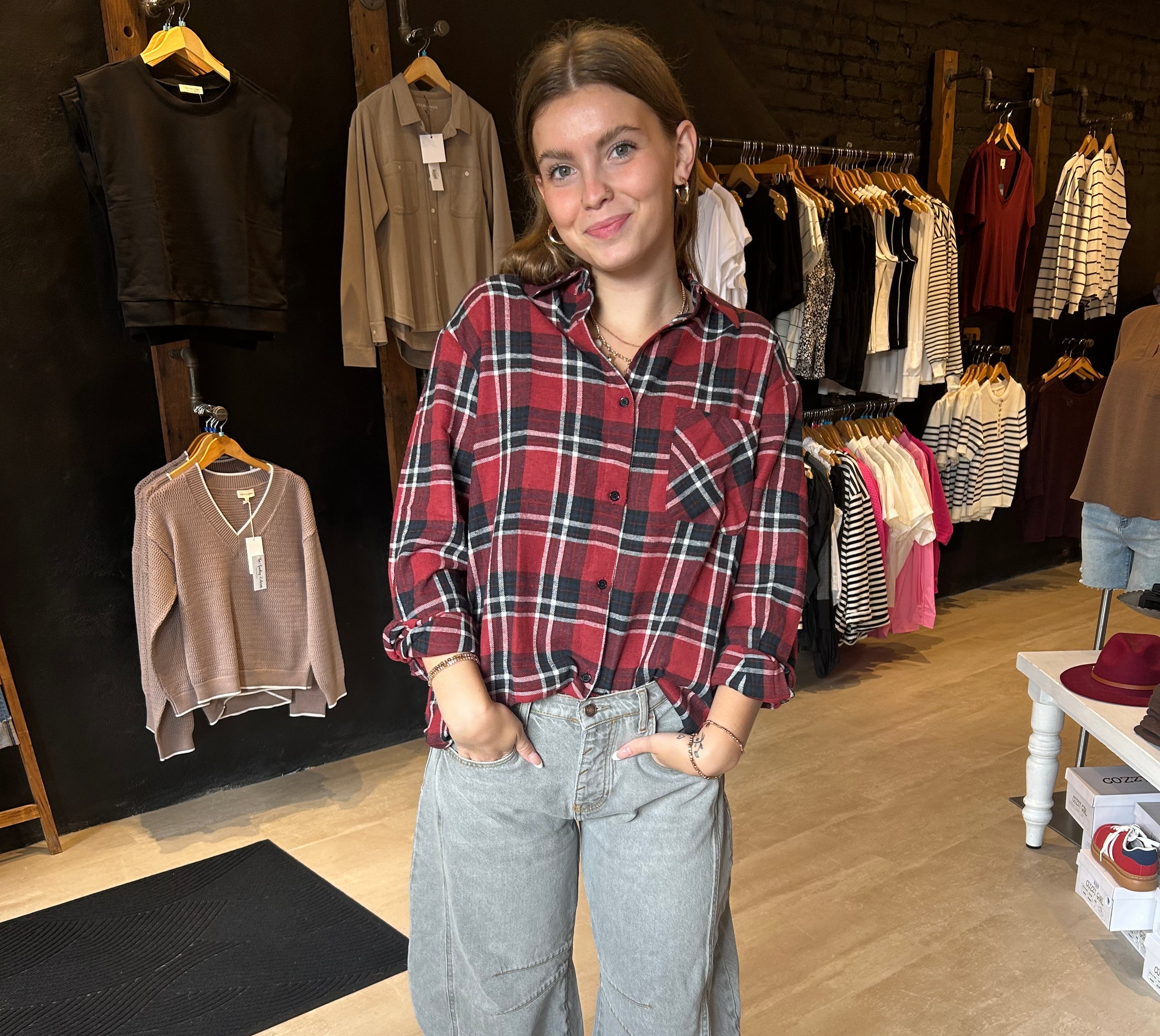 Cyclone Flannel-Long Sleeves-Game Day Social-The Funky Zebra Ames, Women's Fashion Boutique in Ames, Iowa
