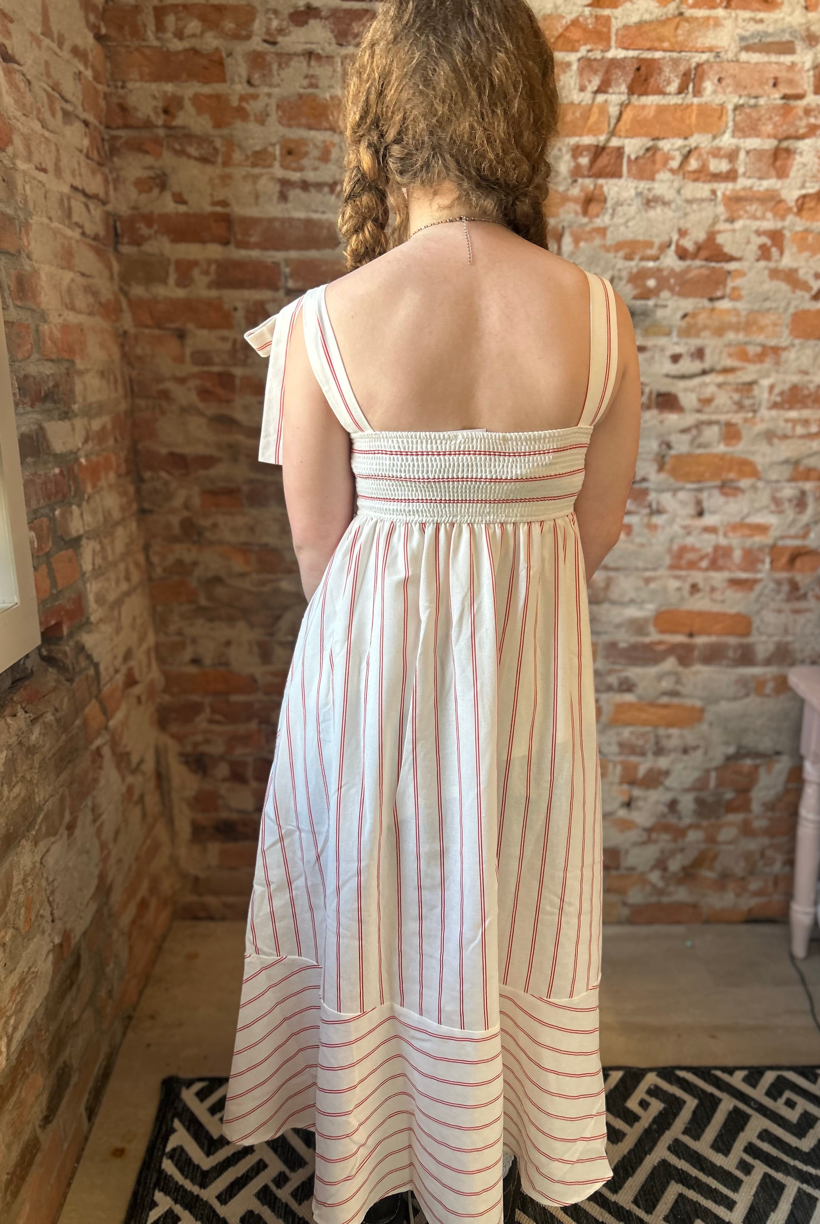 Ellen Tie Strap Midi Dress-Dresses-Blu Pepper-The Funky Zebra Ames, Women's Fashion Boutique in Ames, Iowa