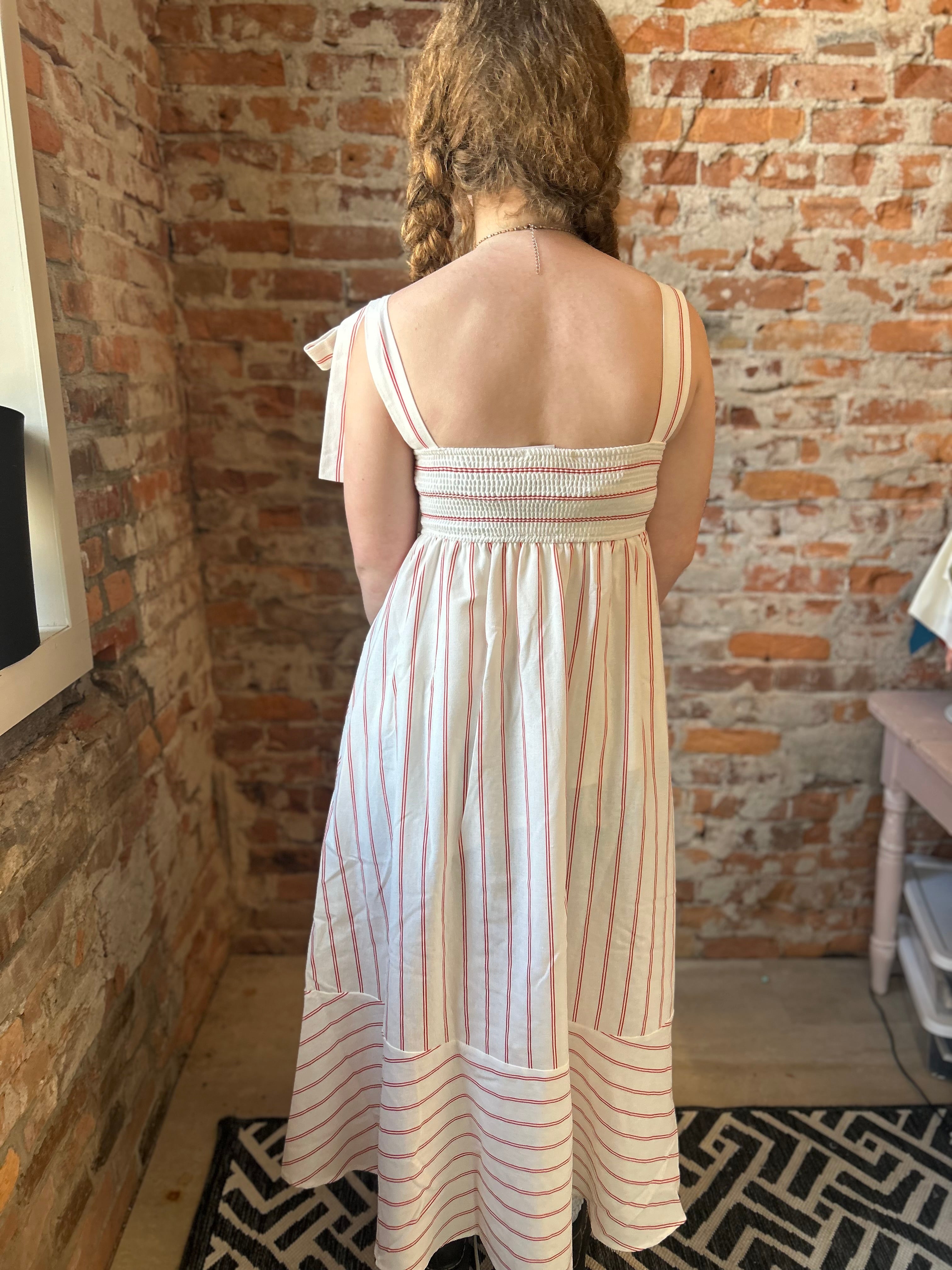 Ellen Tie Strap Midi Dress-Dresses-Blu Pepper-The Funky Zebra Ames, Women's Fashion Boutique in Ames, Iowa
