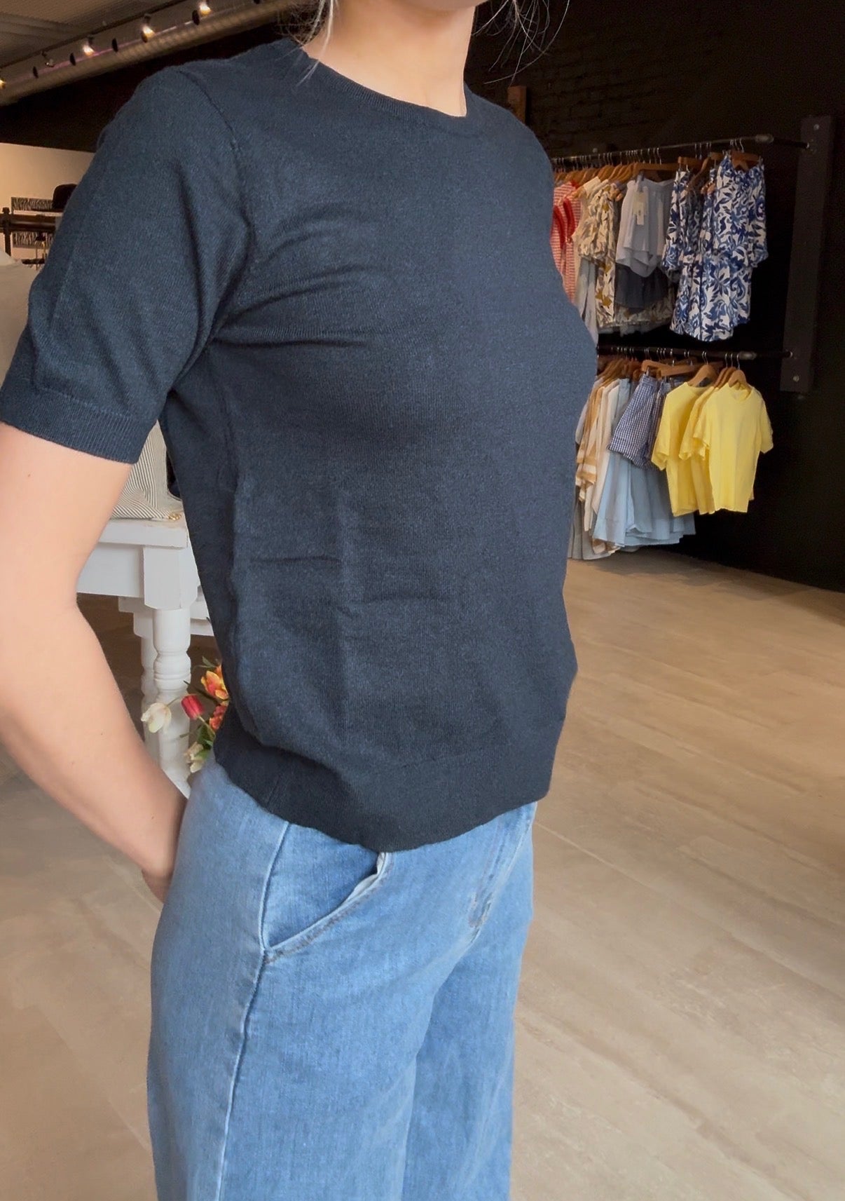 Anna Knitted Puff Sleeve Top-Short Sleeves-La Miel-The Funky Zebra Ames, Women's Fashion Boutique in Ames, Iowa
