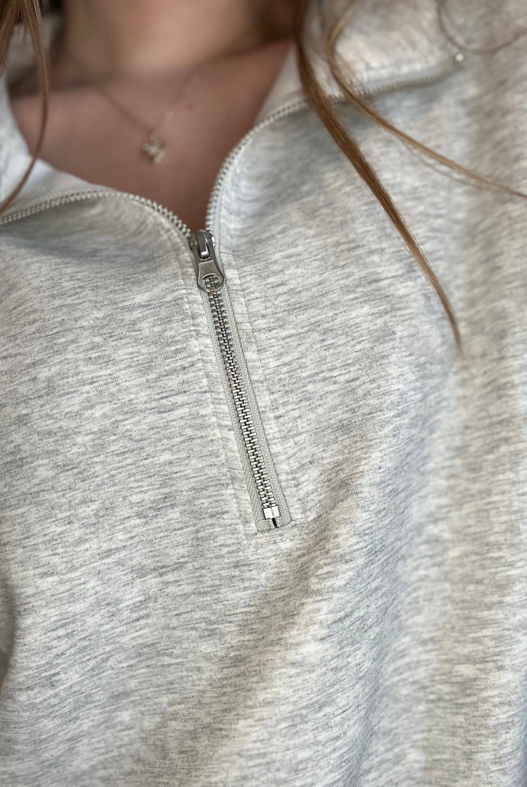 Dani Scuba Half Zip Gray Set-Zenana-The Funky Zebra Ames, Women's Fashion Boutique in Ames, Iowa