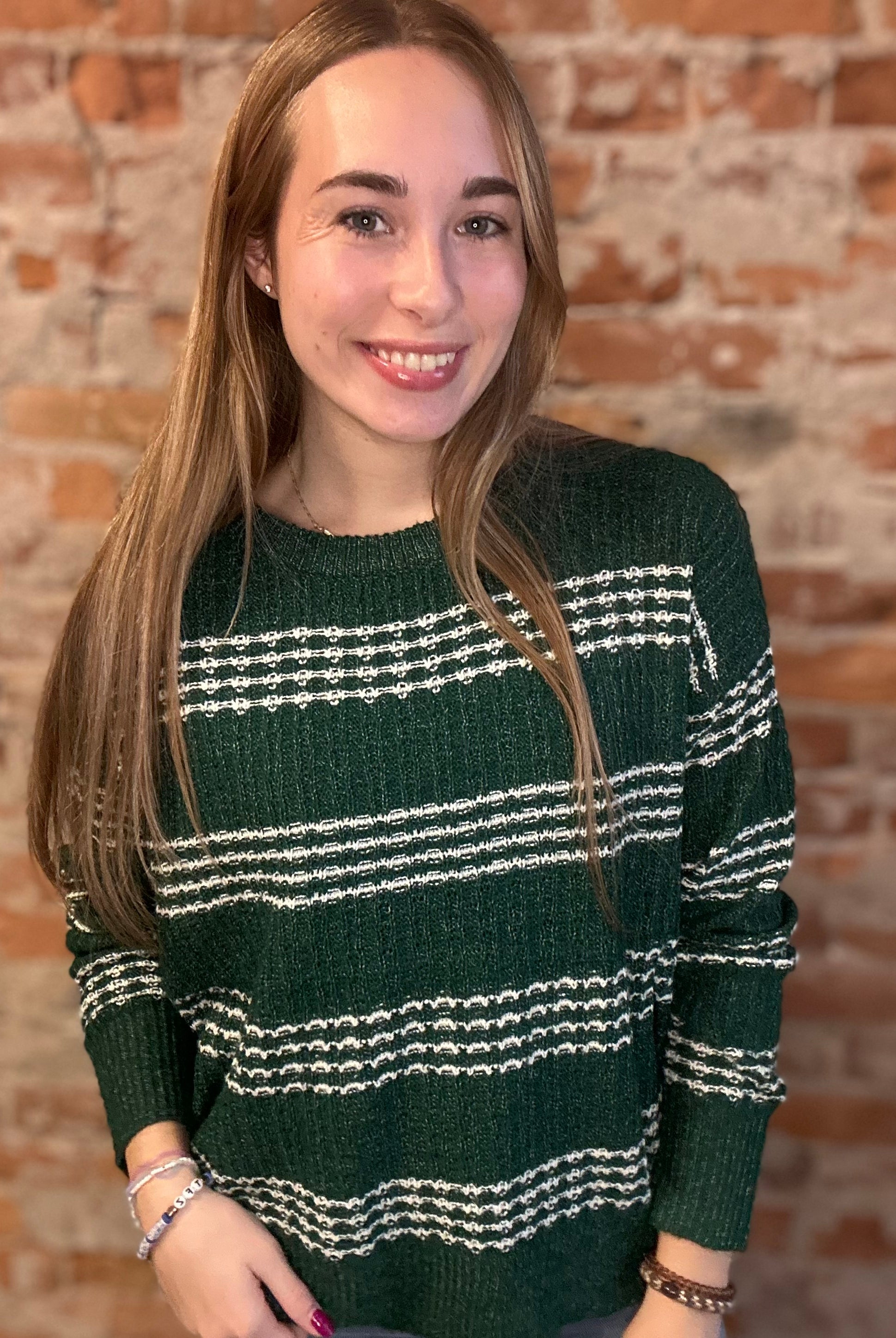 Greeley Striped Sweater-apparel-Staccato-The Funky Zebra Ames, Women's Fashion Boutique in Ames, Iowa