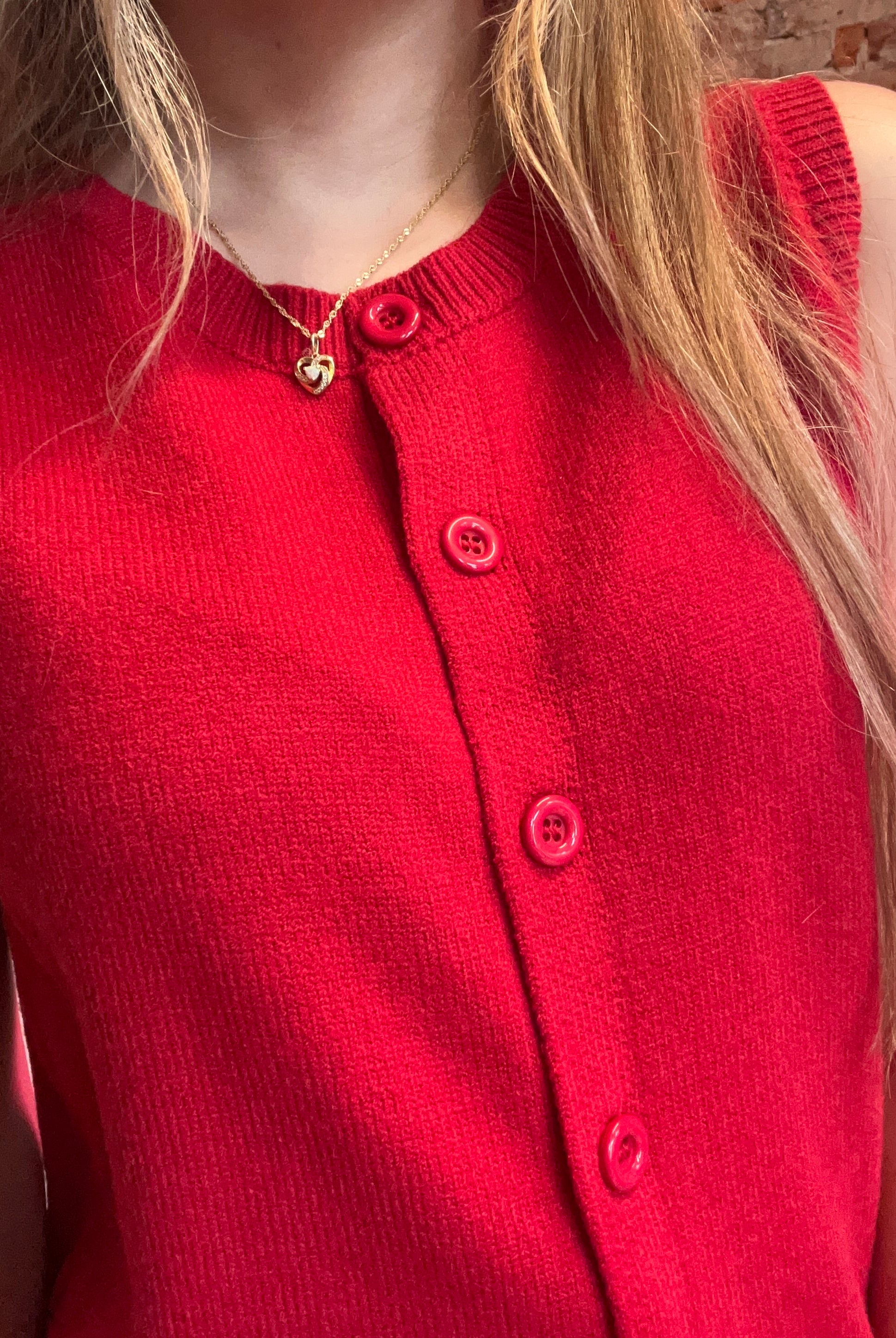 Caroline Red Sleeveless Sweater-Sweaters-Gilli-The Funky Zebra Ames, Women's Fashion Boutique in Ames, Iowa