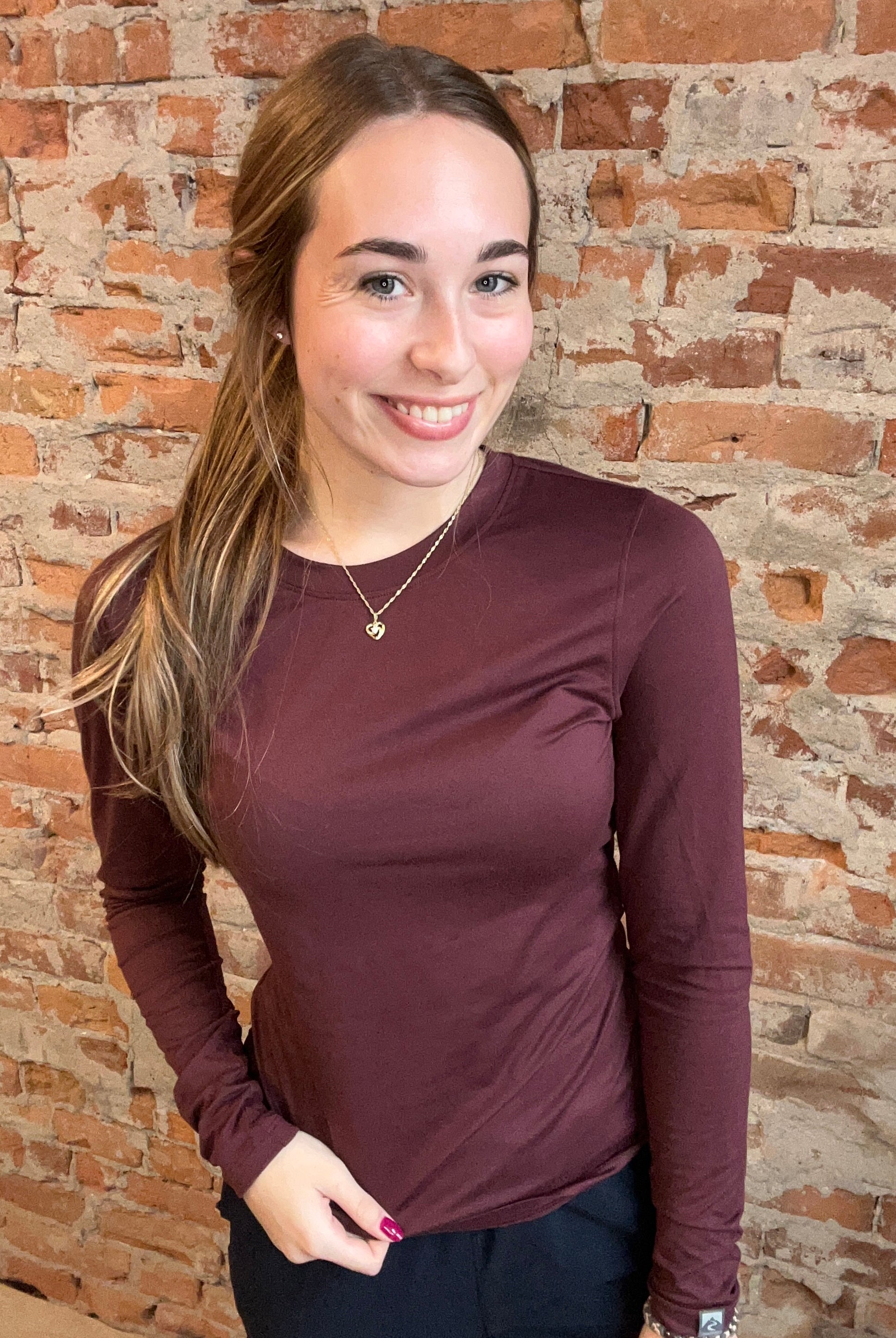 Varsity Merlot Long Sleeve-Storm Creek-The Funky Zebra Ames, Women's Fashion Boutique in Ames, Iowa