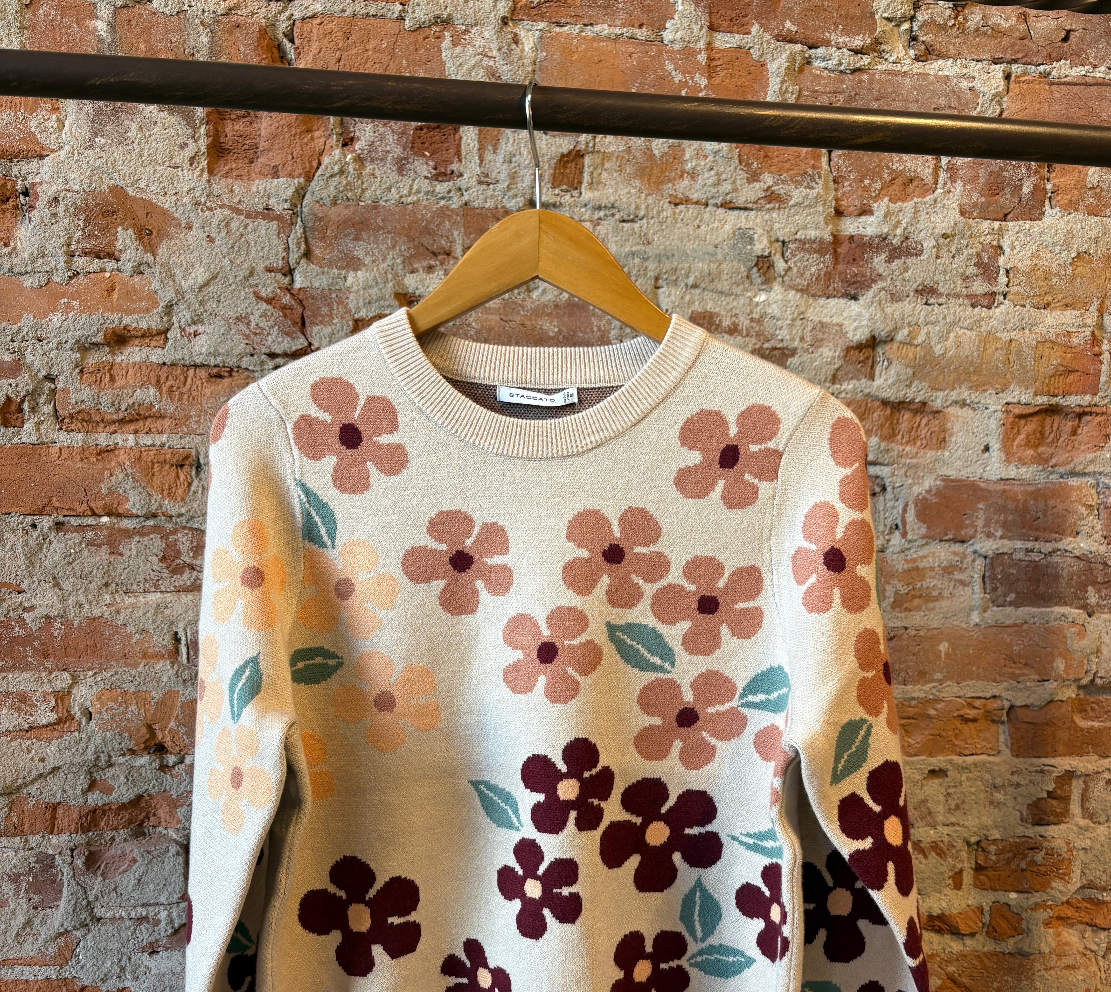 Fiona Floral Sweater-apparel-Staccato-The Funky Zebra Ames, Women's Fashion Boutique in Ames, Iowa